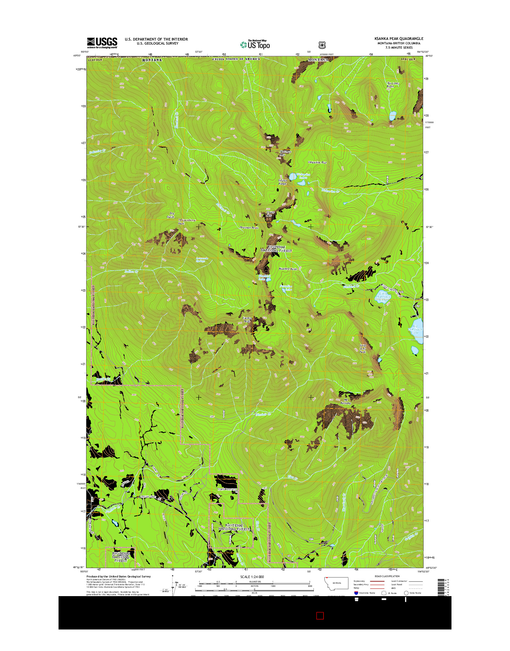 USGS US TOPO 7.5-MINUTE MAP FOR KSANKA PEAK, MT-BC 2014