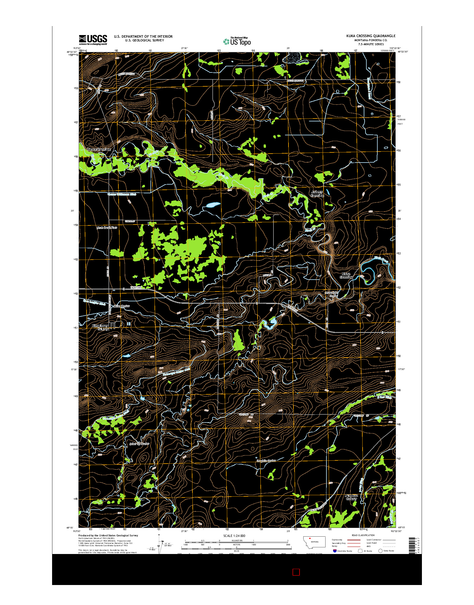 USGS US TOPO 7.5-MINUTE MAP FOR KUKA CROSSING, MT 2014