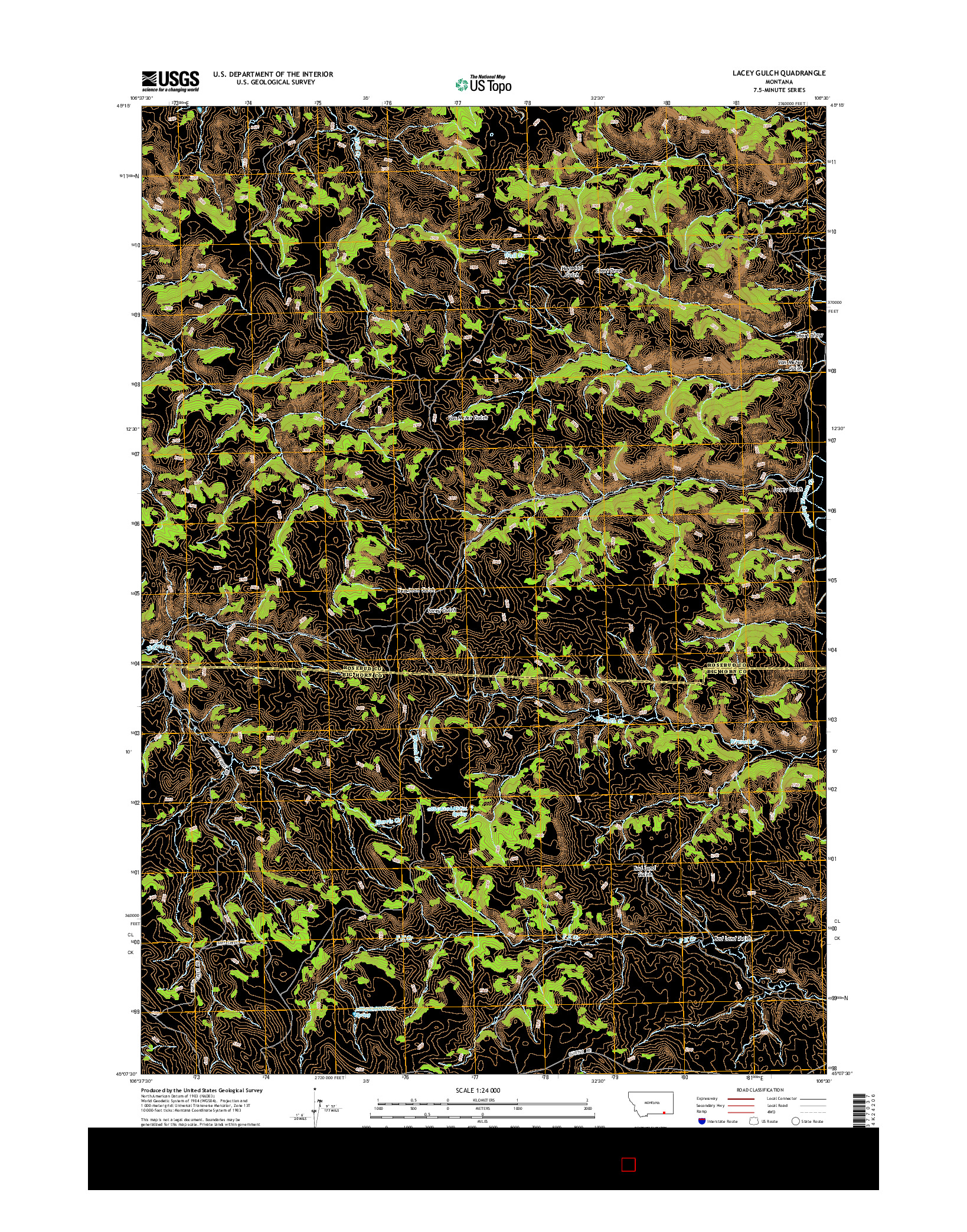 USGS US TOPO 7.5-MINUTE MAP FOR LACEY GULCH, MT 2014