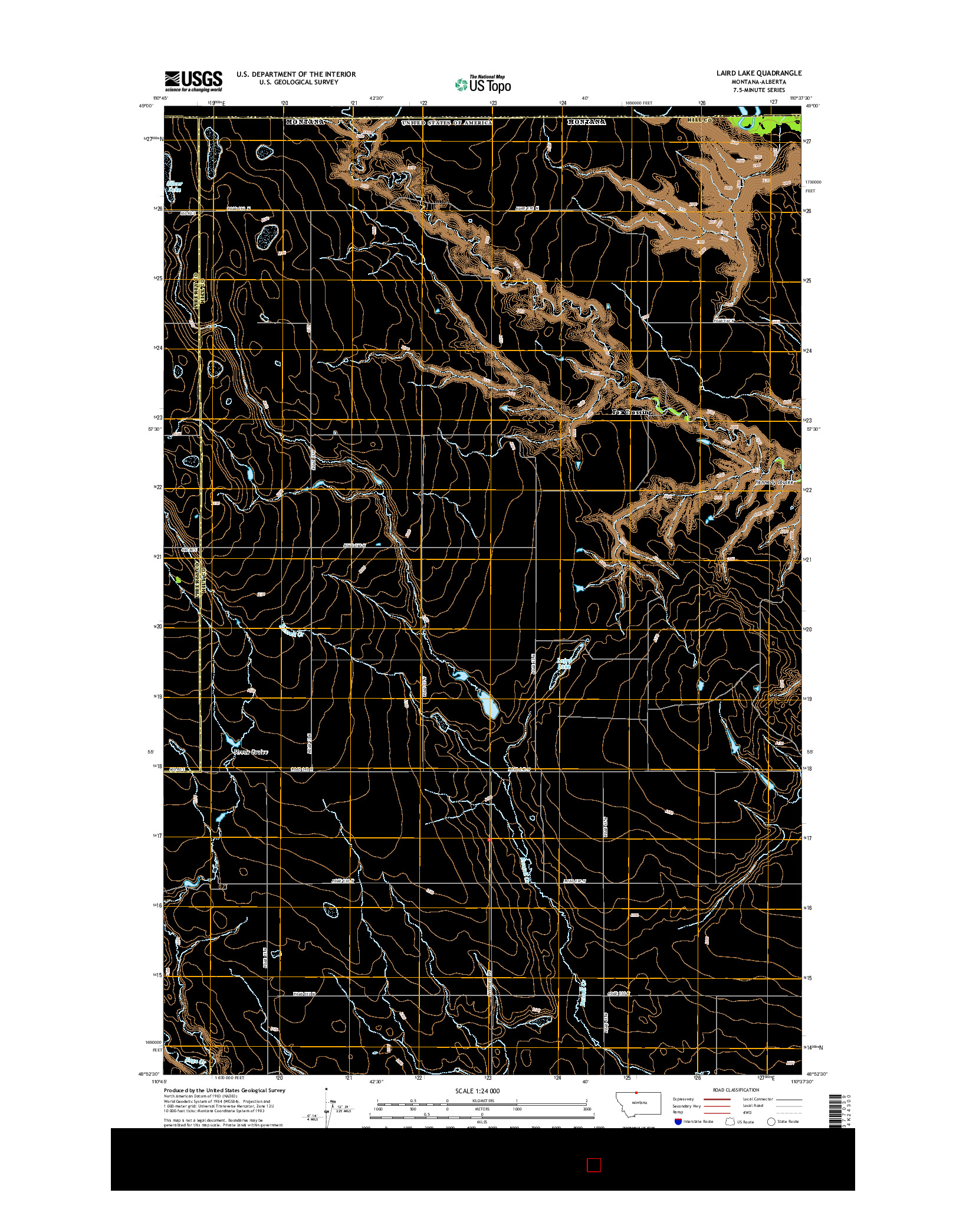 USGS US TOPO 7.5-MINUTE MAP FOR LAIRD LAKE, MT-AB 2014