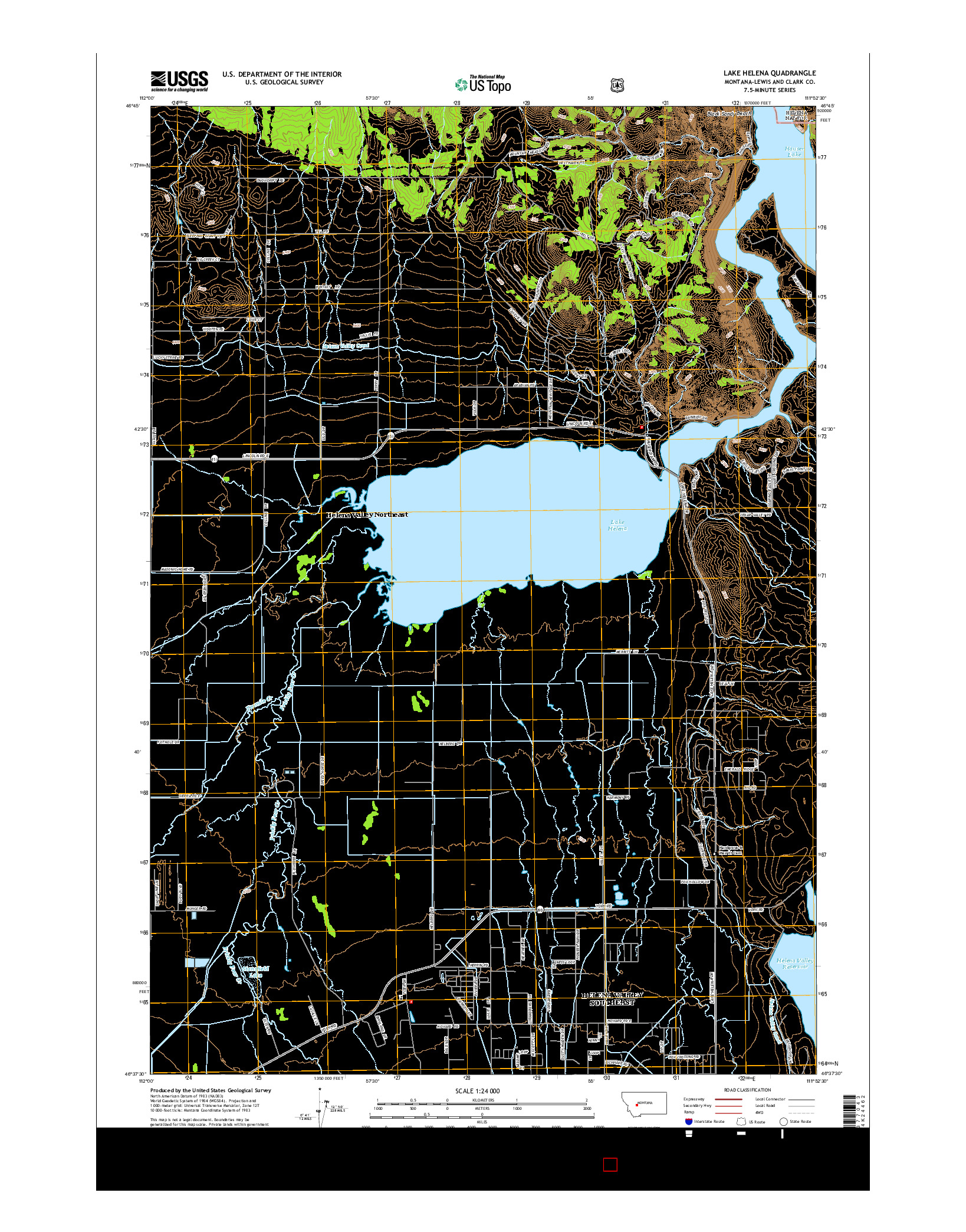 USGS US TOPO 7.5-MINUTE MAP FOR LAKE HELENA, MT 2014