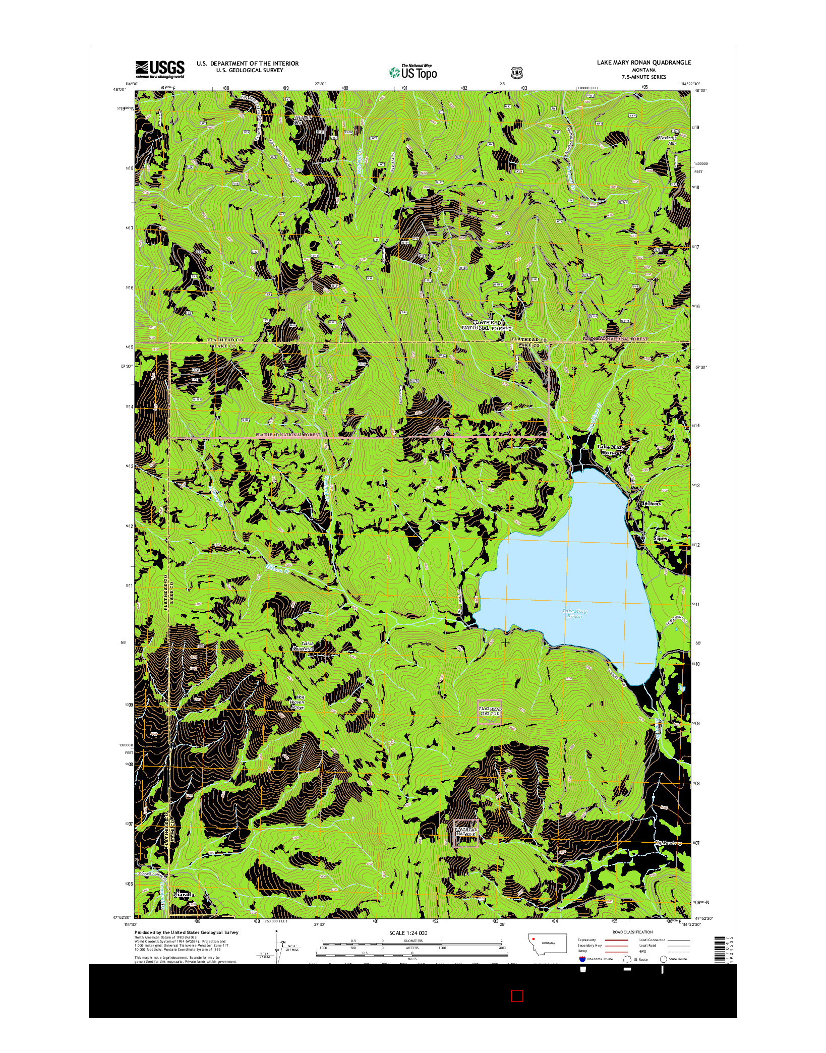 USGS US TOPO 7.5-MINUTE MAP FOR LAKE MARY RONAN, MT 2014