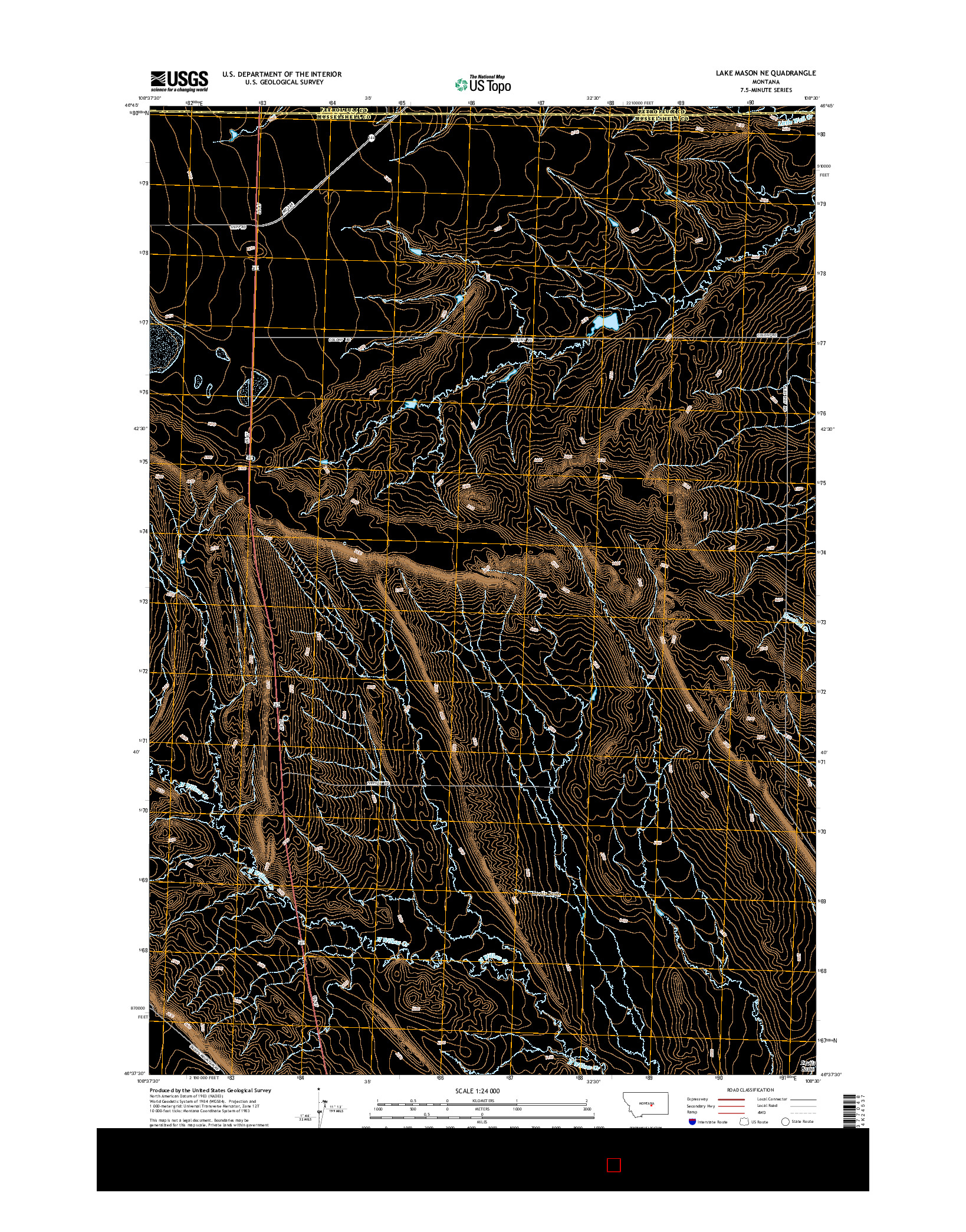 USGS US TOPO 7.5-MINUTE MAP FOR LAKE MASON NE, MT 2014