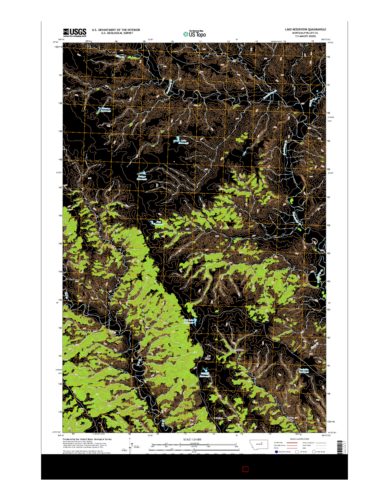 USGS US TOPO 7.5-MINUTE MAP FOR LAKE RESERVOIR, MT 2014