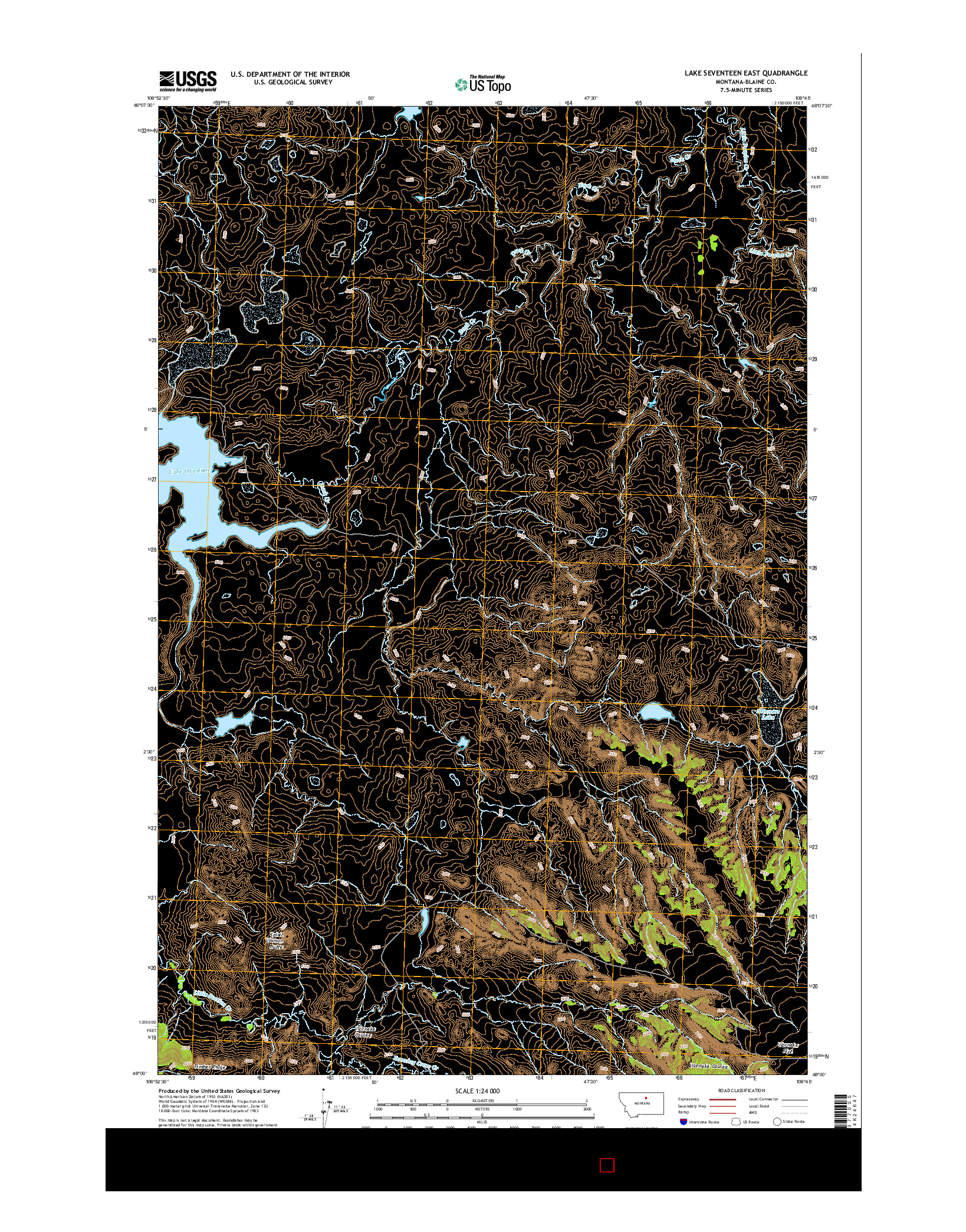 USGS US TOPO 7.5-MINUTE MAP FOR LAKE SEVENTEEN EAST, MT 2014