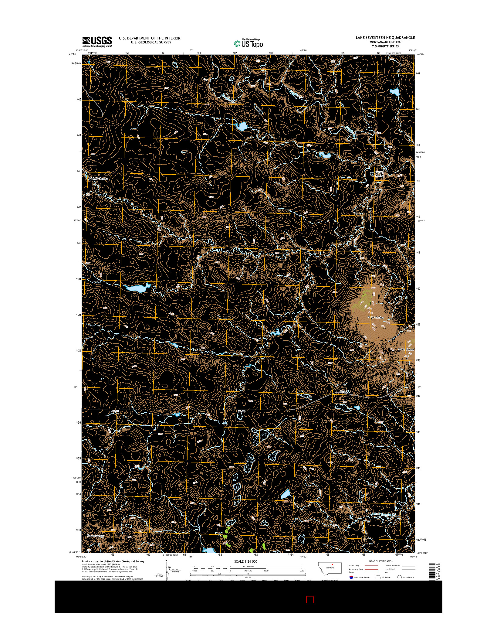 USGS US TOPO 7.5-MINUTE MAP FOR LAKE SEVENTEEN NE, MT 2014