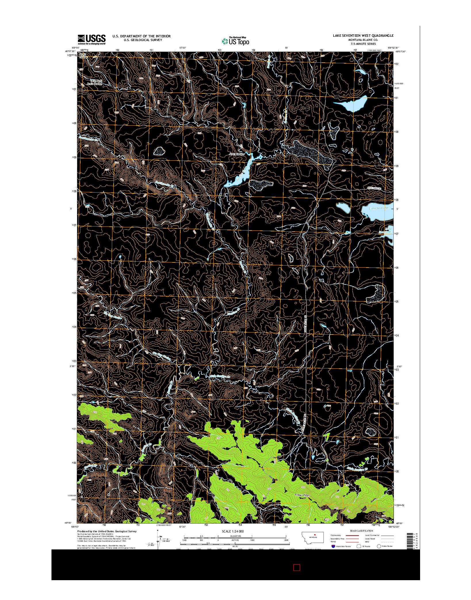 USGS US TOPO 7.5-MINUTE MAP FOR LAKE SEVENTEEN WEST, MT 2014