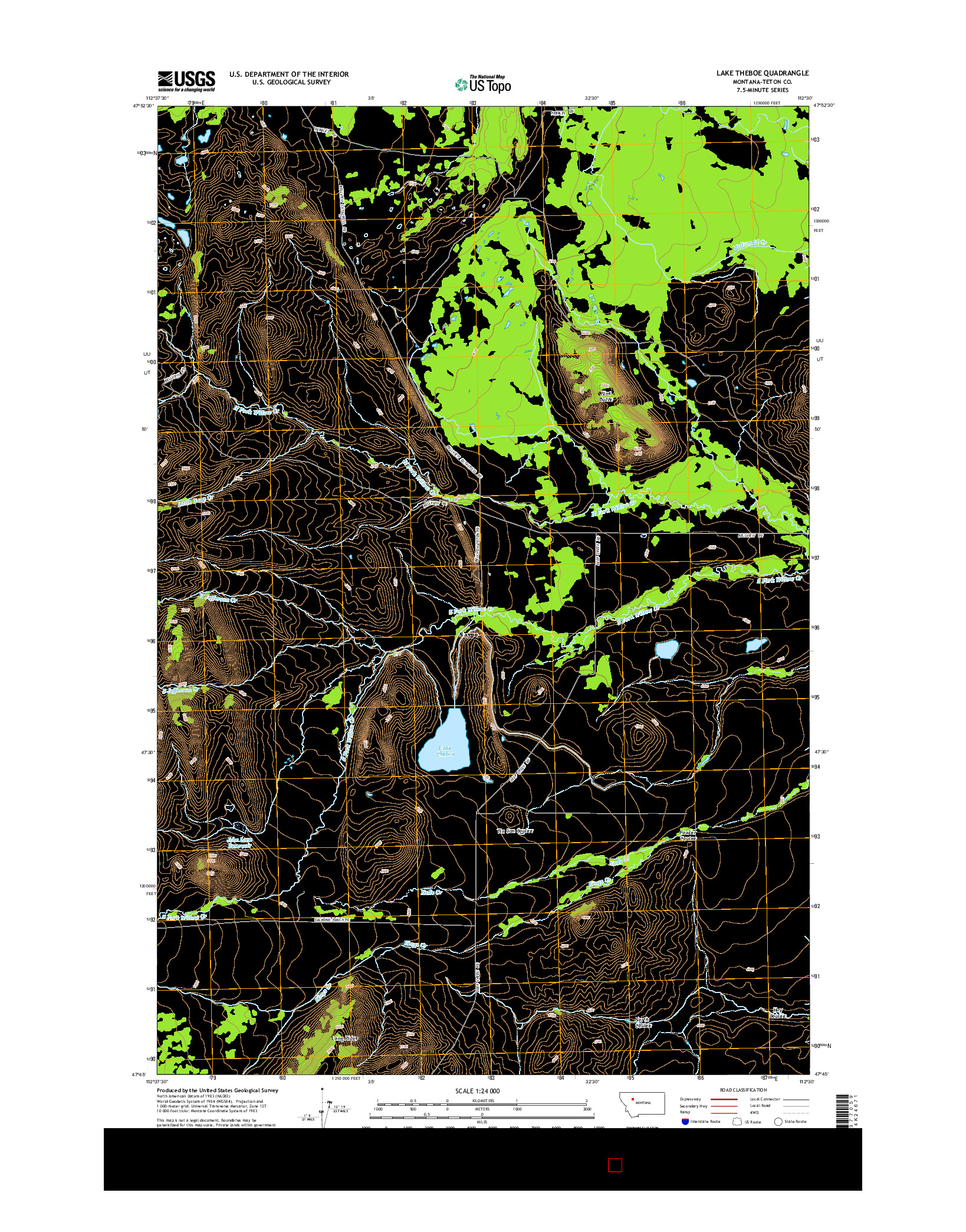 USGS US TOPO 7.5-MINUTE MAP FOR LAKE THEBOE, MT 2014