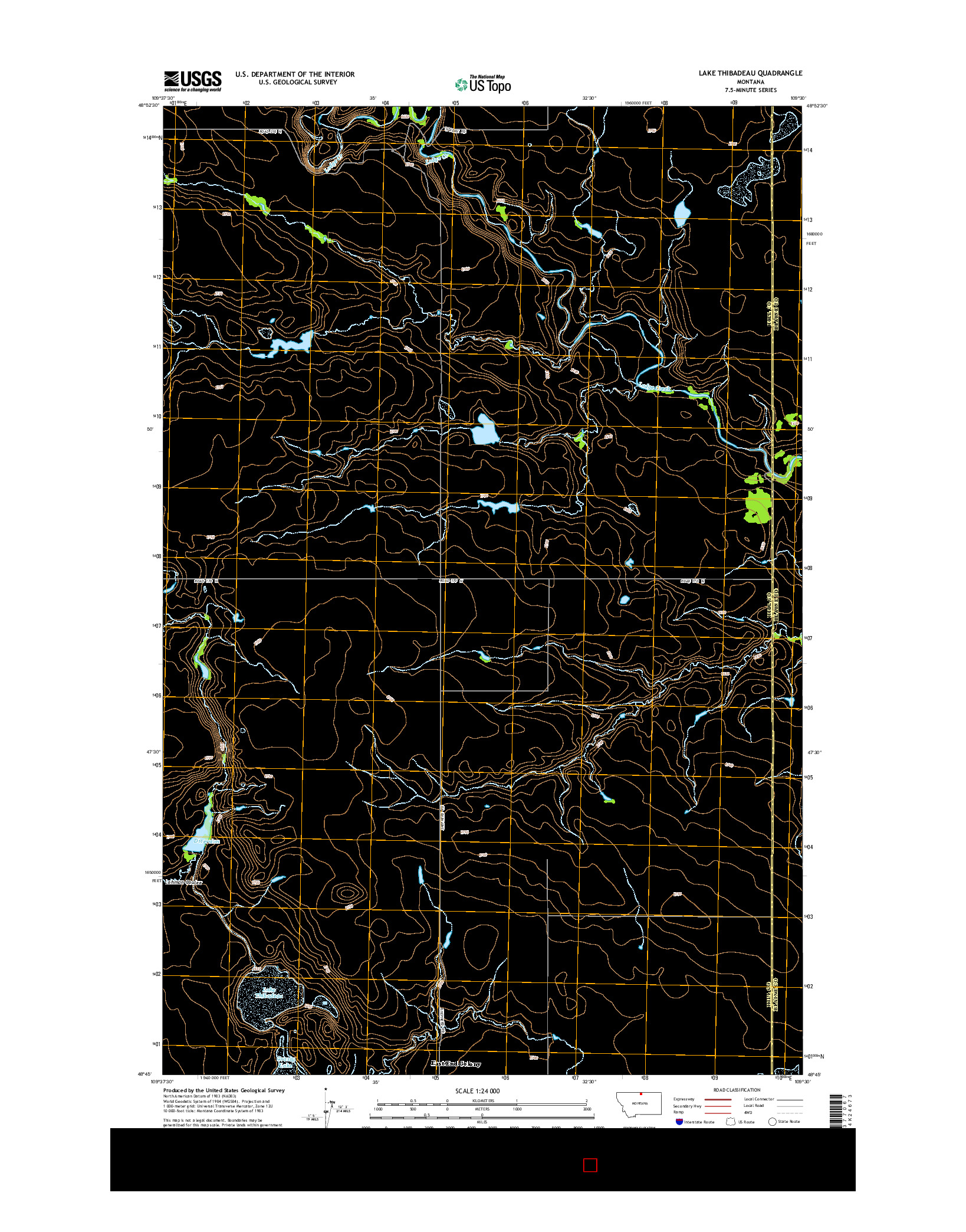 USGS US TOPO 7.5-MINUTE MAP FOR LAKE THIBADEAU, MT 2014