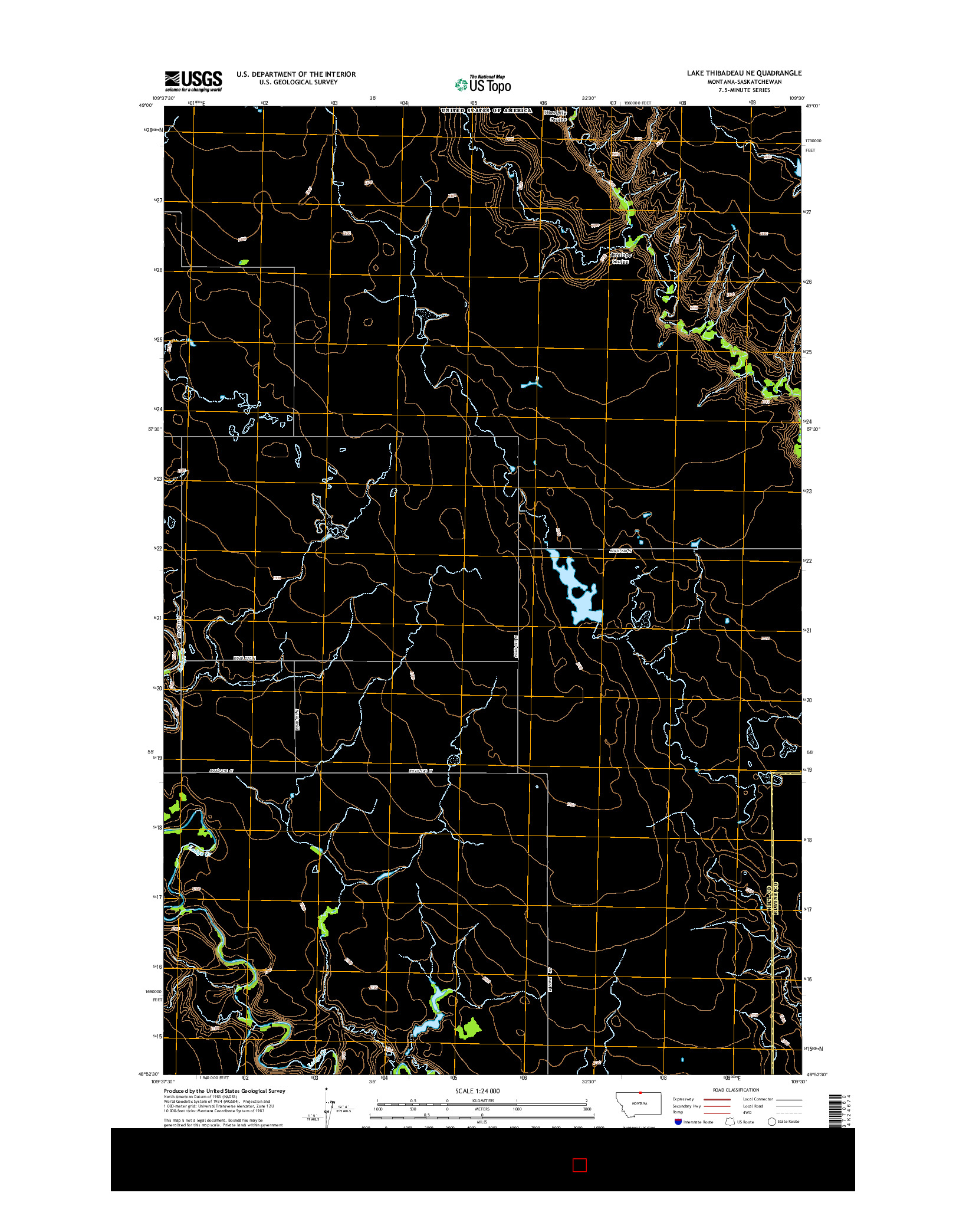 USGS US TOPO 7.5-MINUTE MAP FOR LAKE THIBADEAU NE, MT-SK 2014