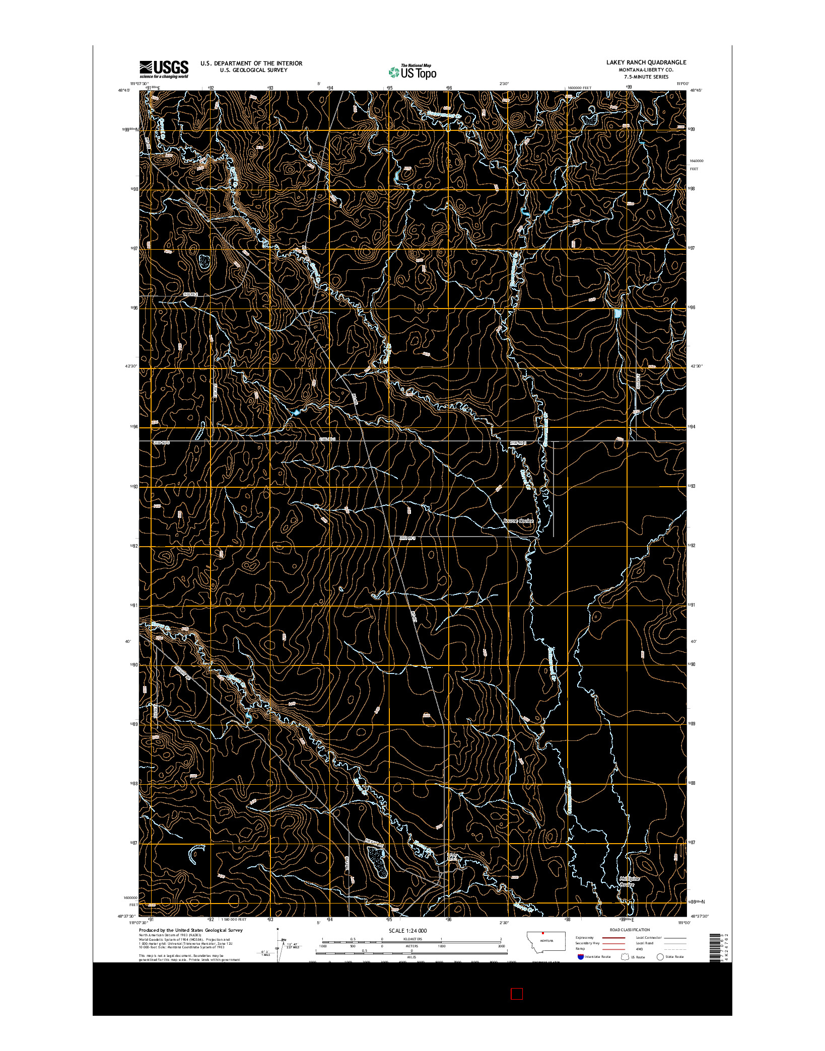 USGS US TOPO 7.5-MINUTE MAP FOR LAKEY RANCH, MT 2014