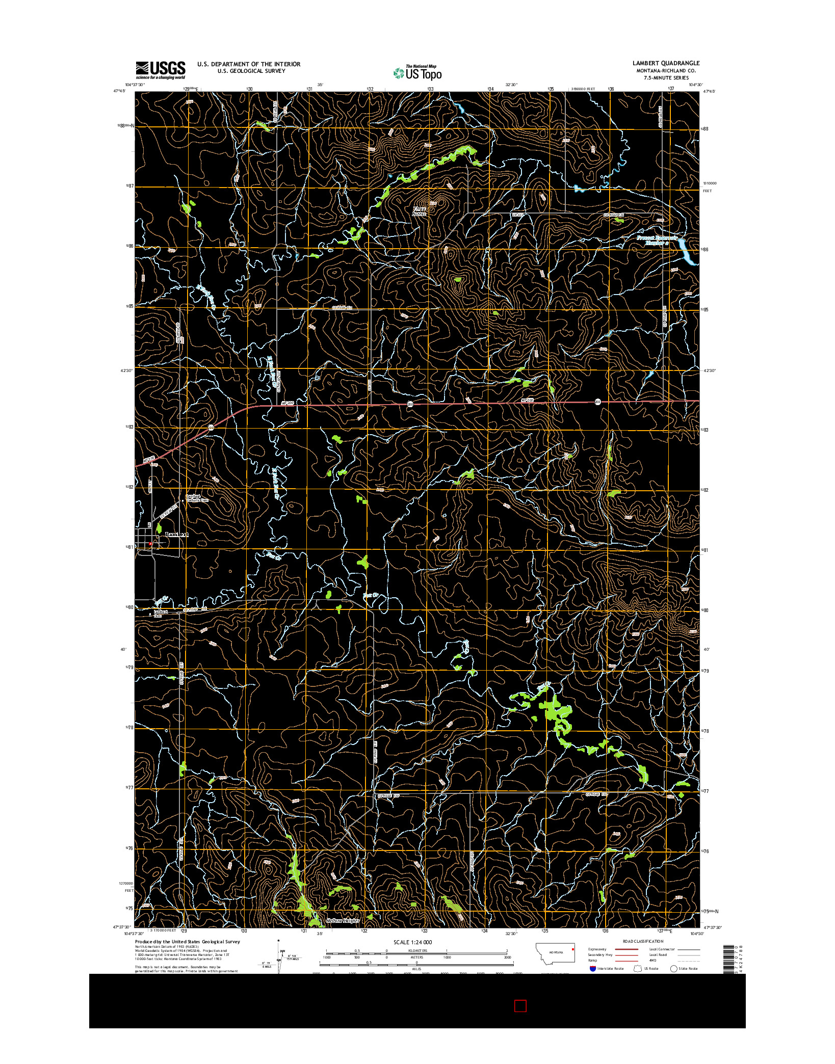 USGS US TOPO 7.5-MINUTE MAP FOR LAMBERT, MT 2014