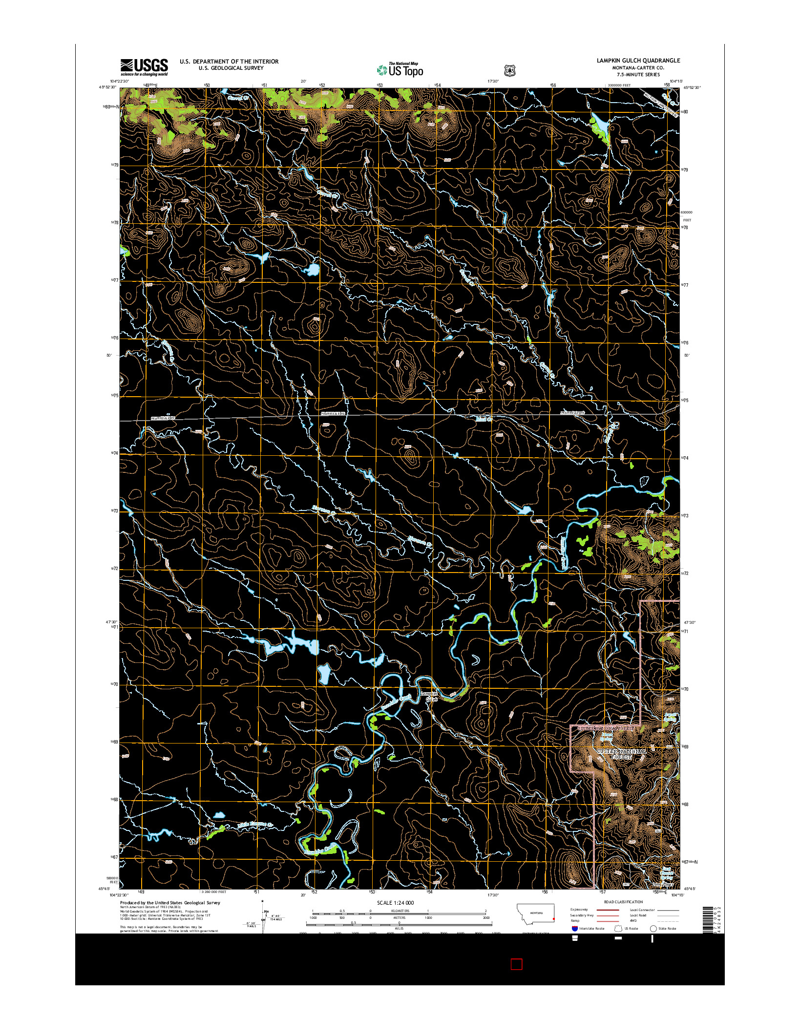 USGS US TOPO 7.5-MINUTE MAP FOR LAMPKIN GULCH, MT 2014