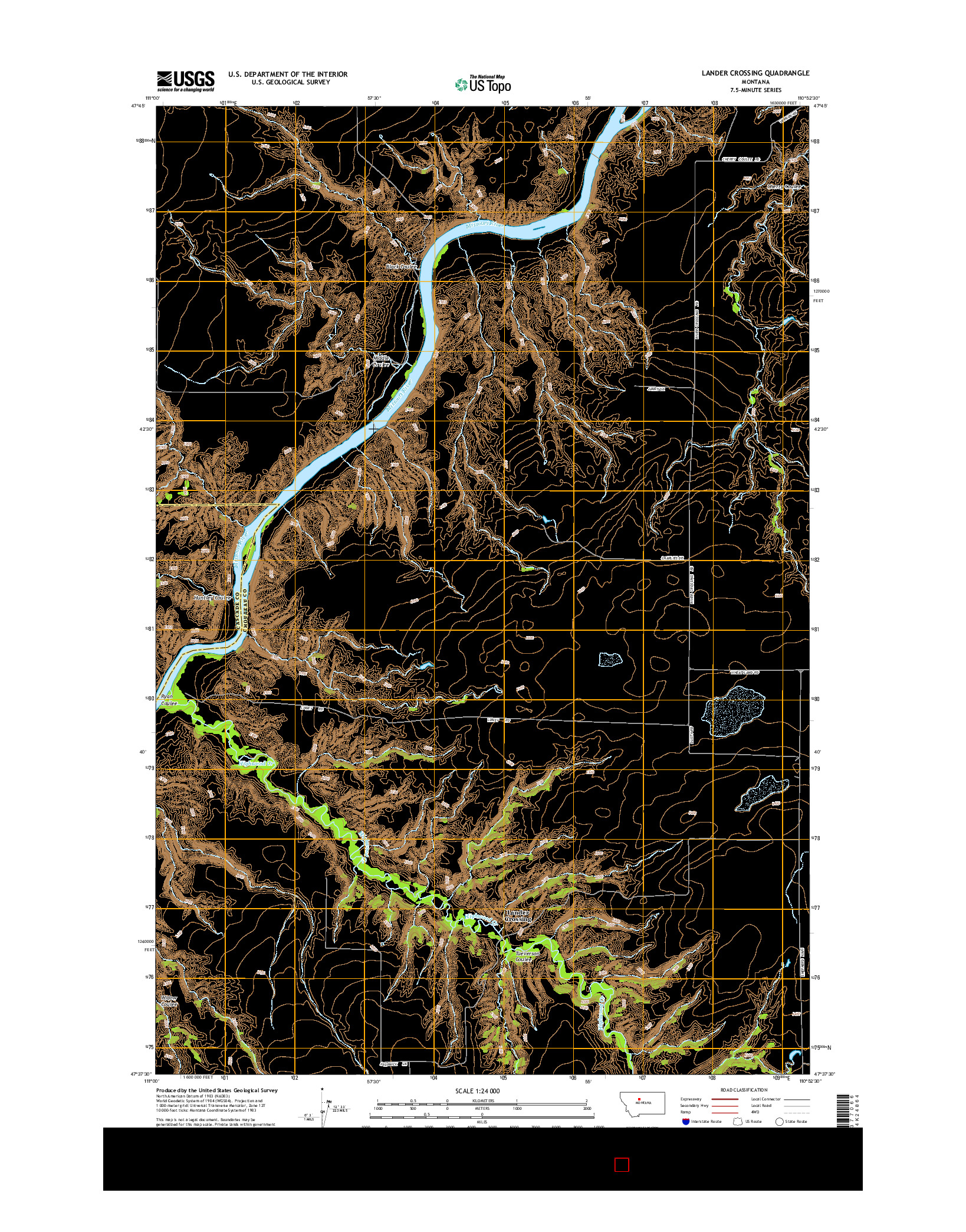 USGS US TOPO 7.5-MINUTE MAP FOR LANDER CROSSING, MT 2014