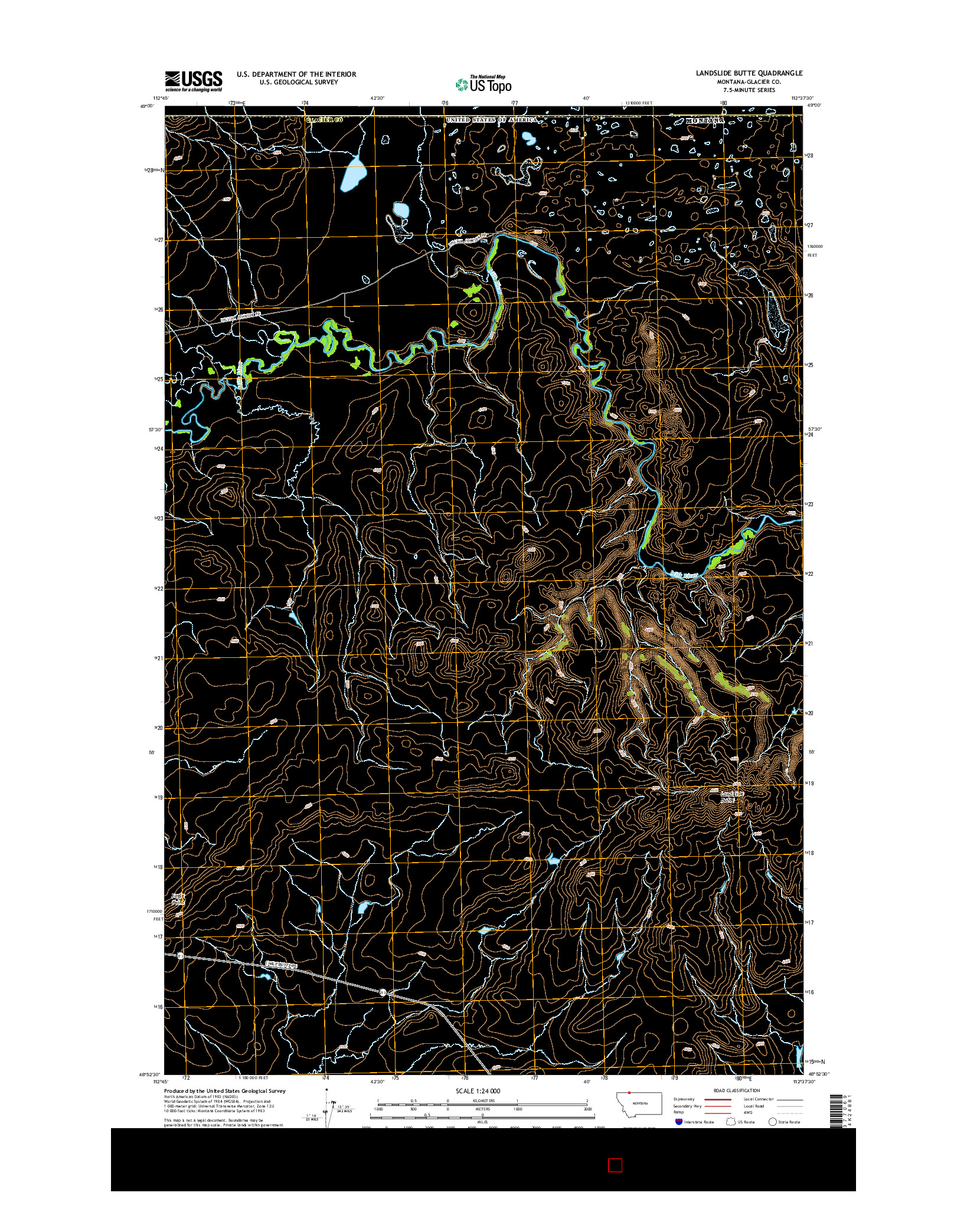 USGS US TOPO 7.5-MINUTE MAP FOR LANDSLIDE BUTTE, MT 2014