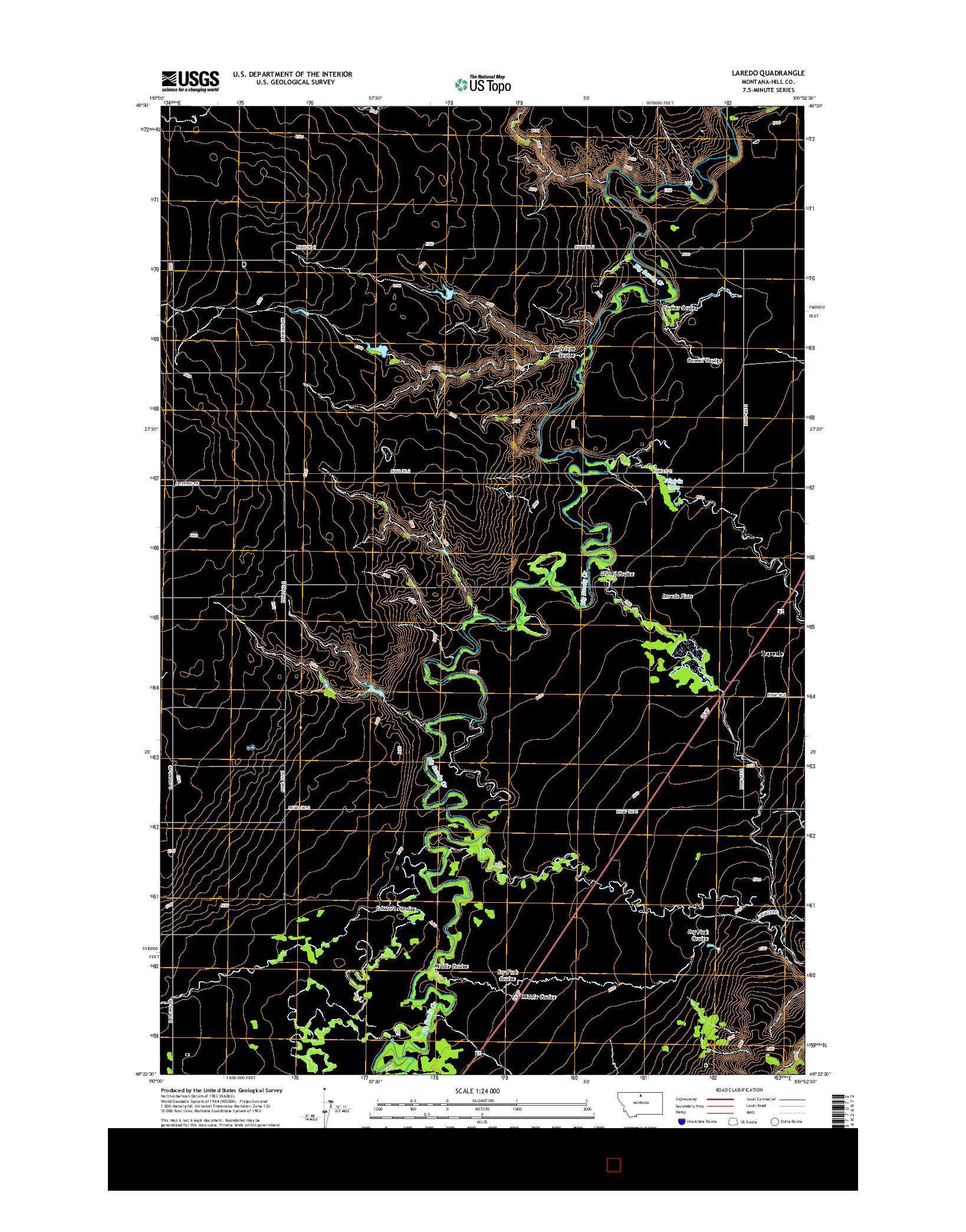 USGS US TOPO 7.5-MINUTE MAP FOR LAREDO, MT 2014