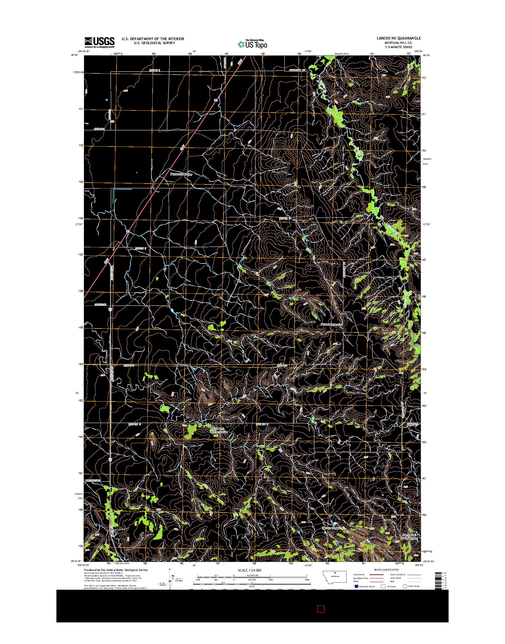 USGS US TOPO 7.5-MINUTE MAP FOR LAREDO NE, MT 2014