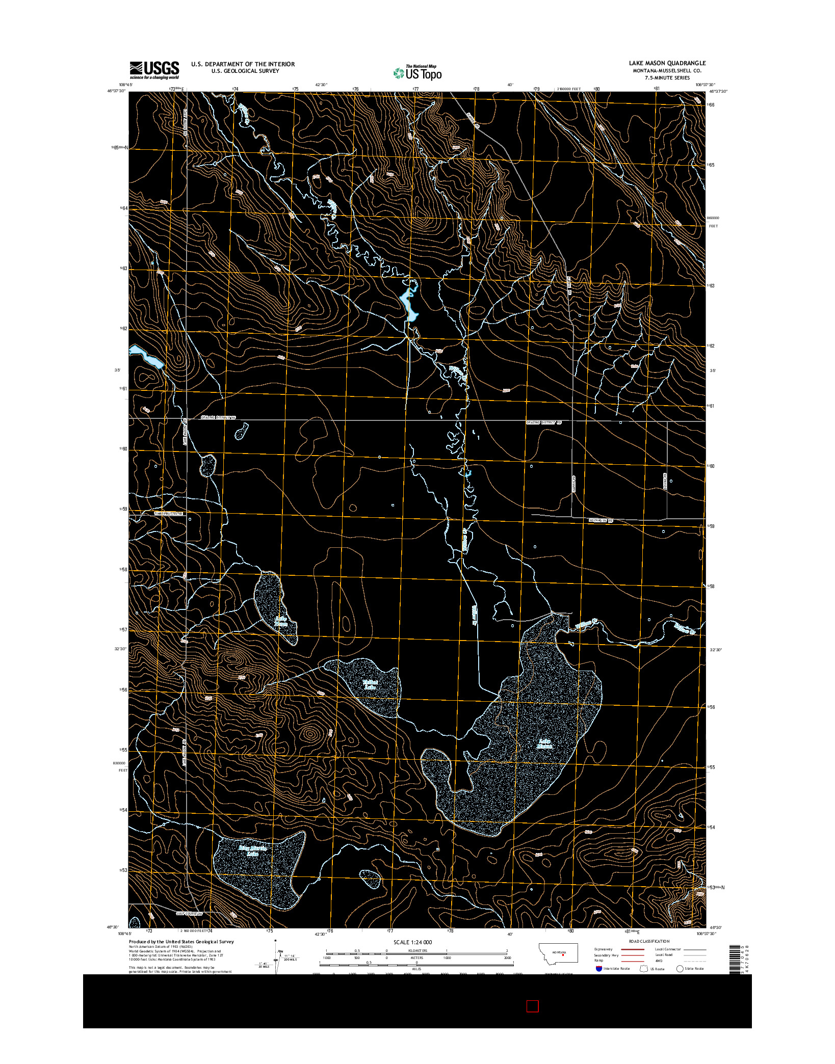 USGS US TOPO 7.5-MINUTE MAP FOR LAKE MASON, MT 2014