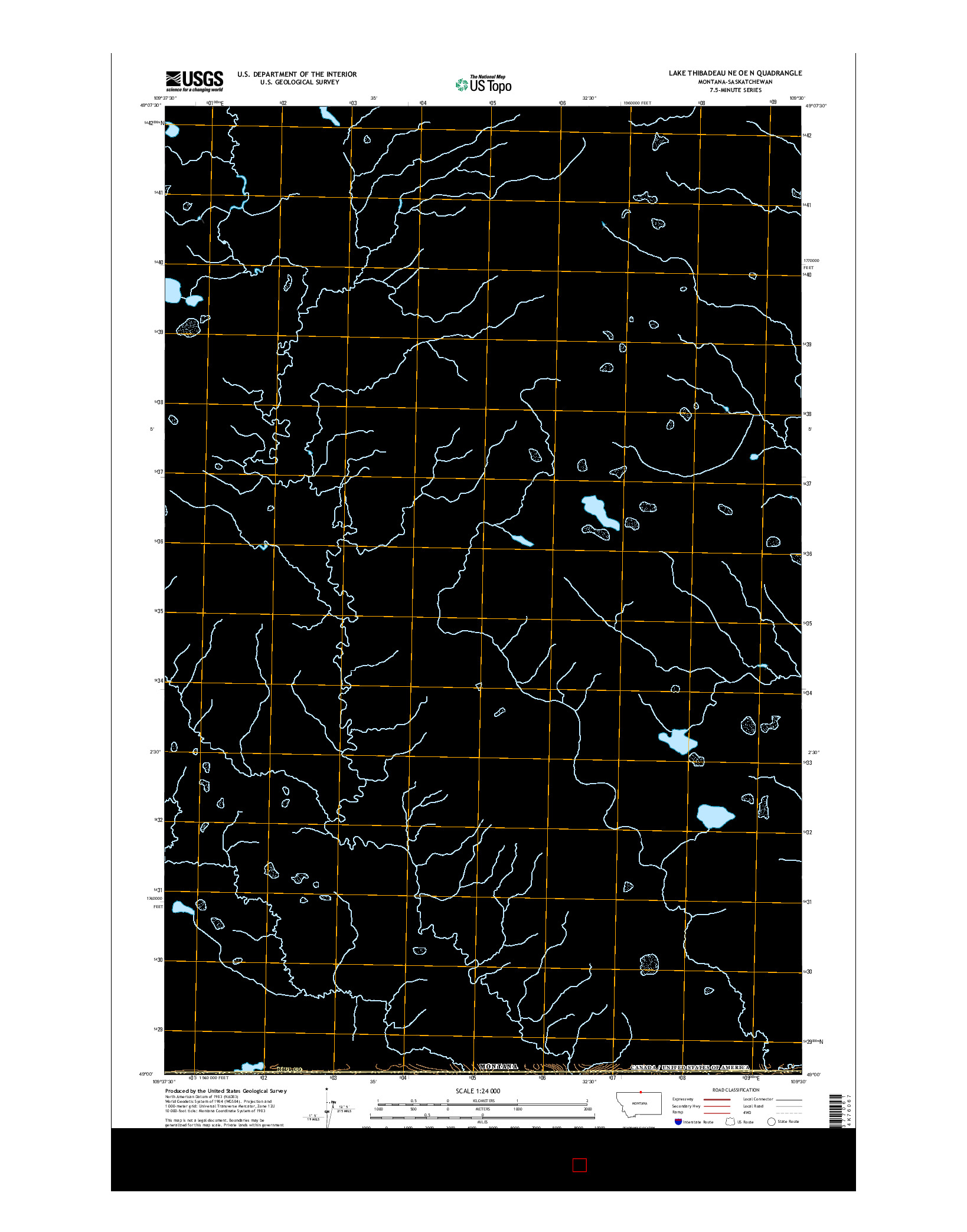 USGS US TOPO 7.5-MINUTE MAP FOR LAKE THIBADEAU NE OE N, MT-SK 2014