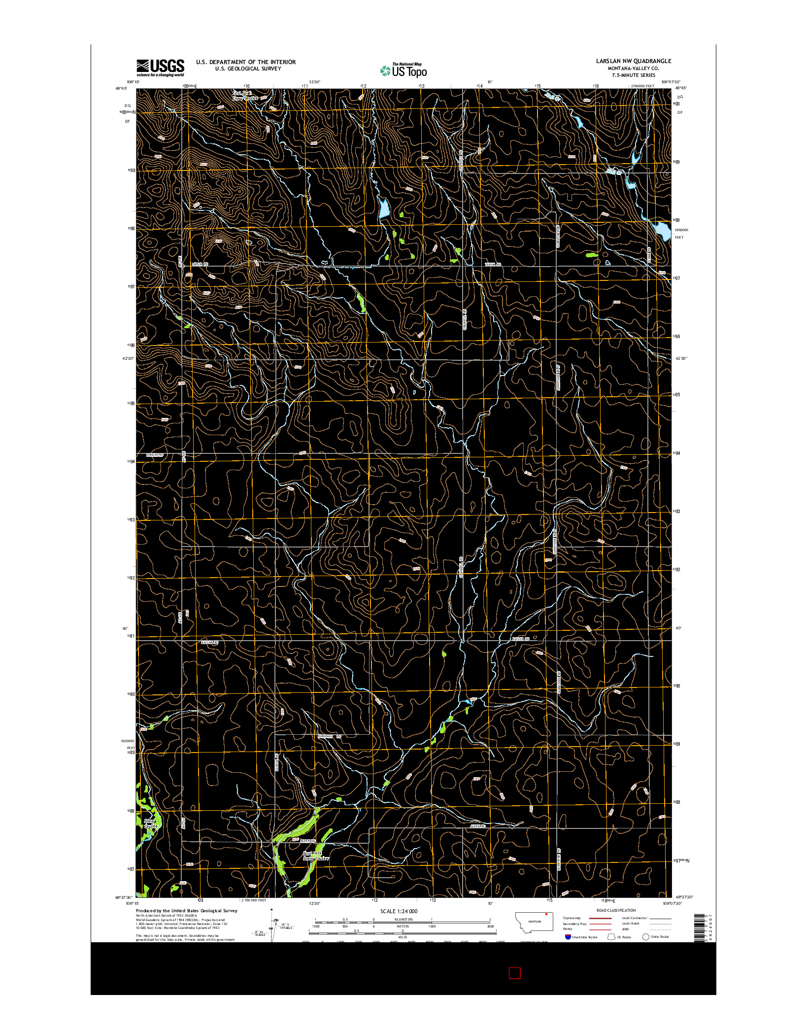 USGS US TOPO 7.5-MINUTE MAP FOR LARSLAN NW, MT 2014
