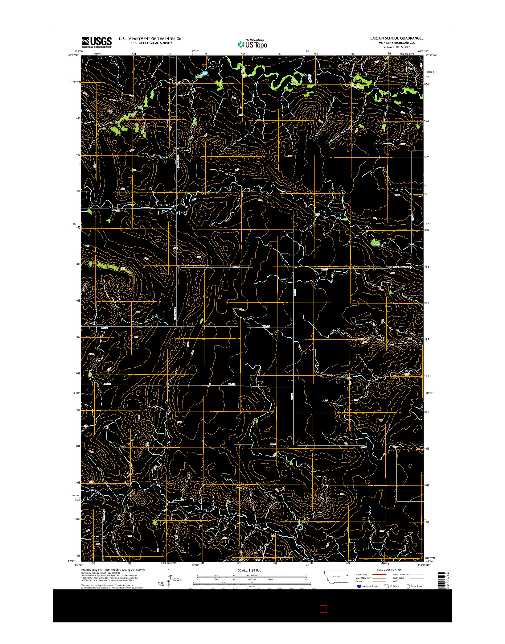 USGS US TOPO 7.5-MINUTE MAP FOR LARSON SCHOOL, MT 2014