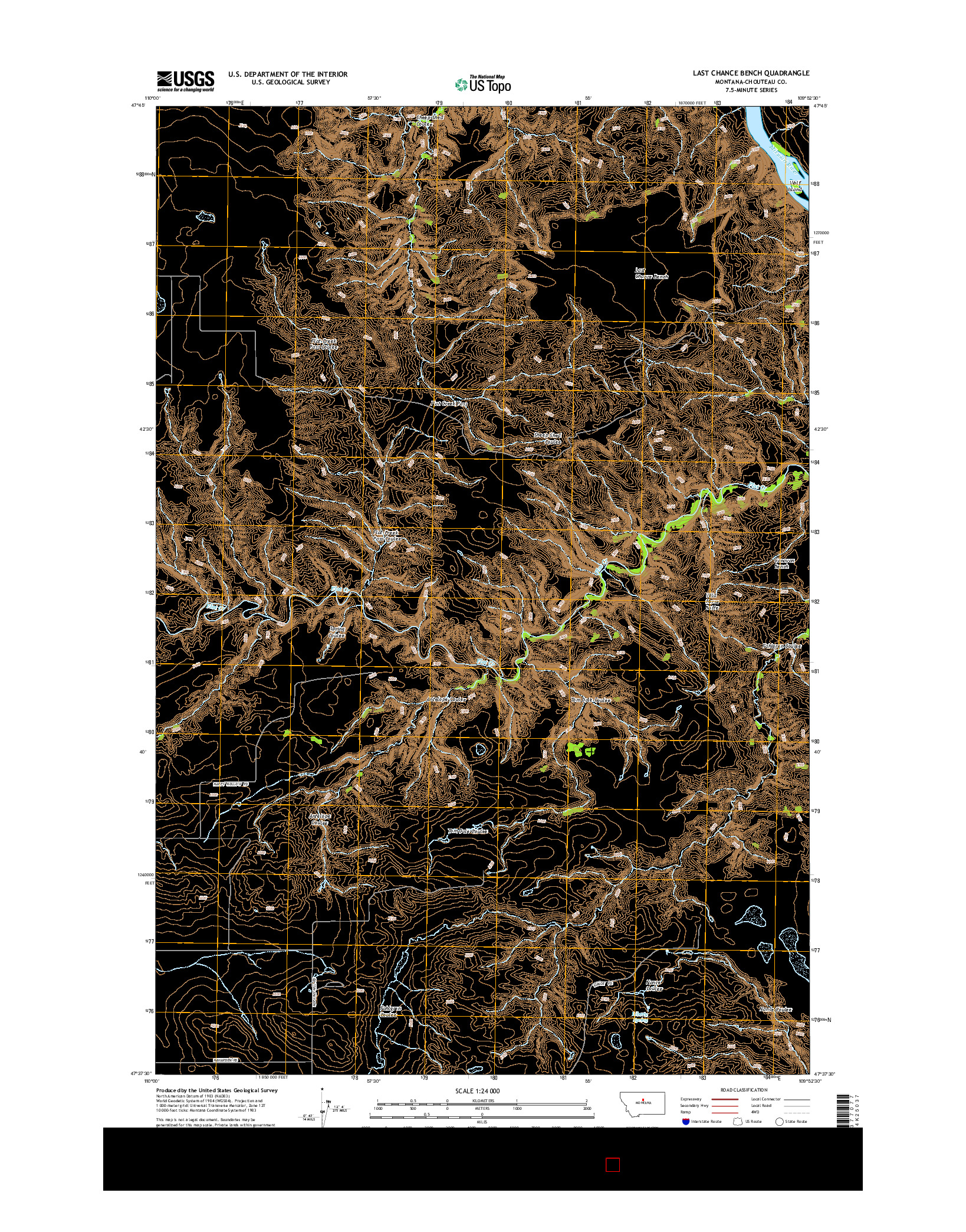 USGS US TOPO 7.5-MINUTE MAP FOR LAST CHANCE BENCH, MT 2014