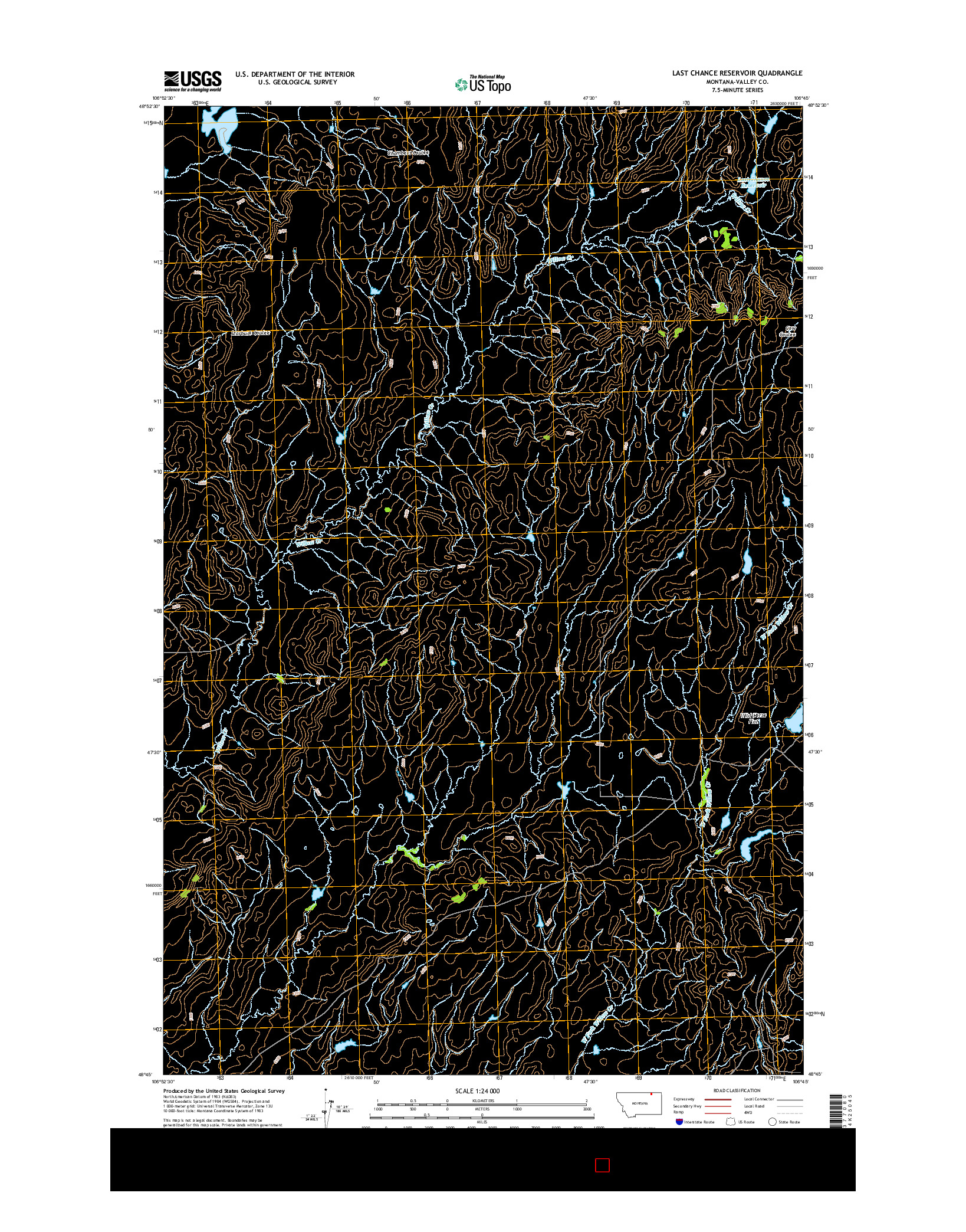 USGS US TOPO 7.5-MINUTE MAP FOR LAST CHANCE RESERVOIR, MT 2014