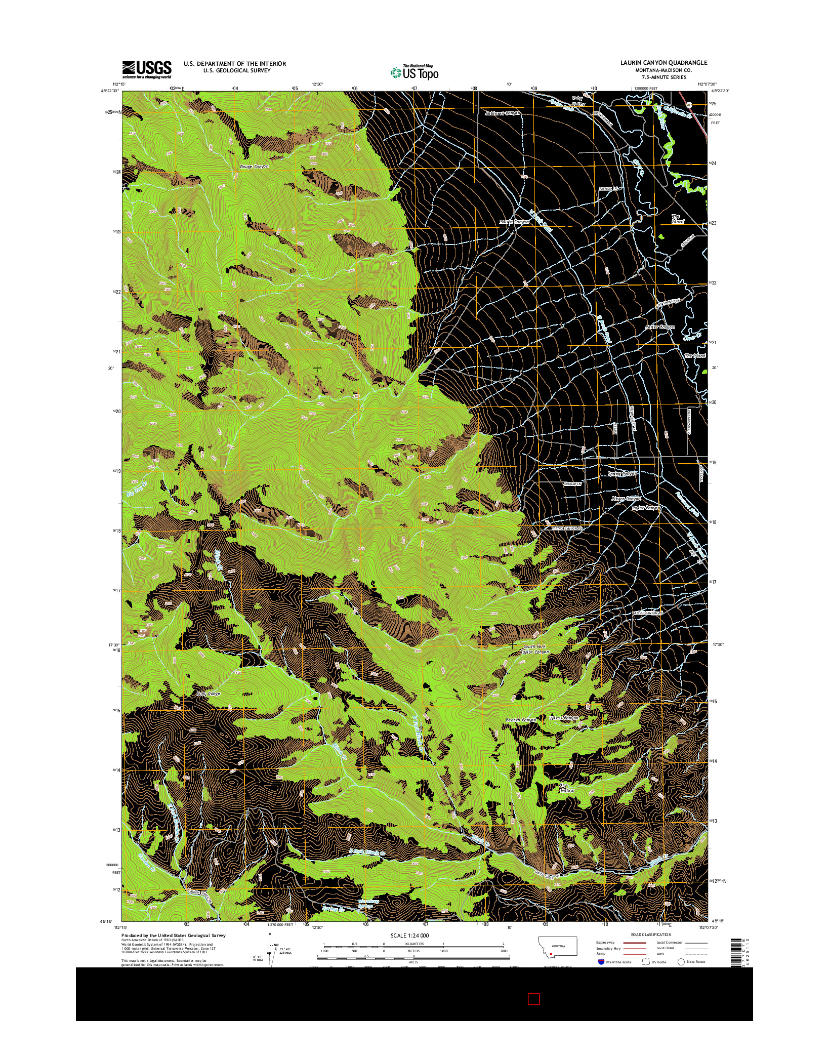 USGS US TOPO 7.5-MINUTE MAP FOR LAURIN CANYON, MT 2014