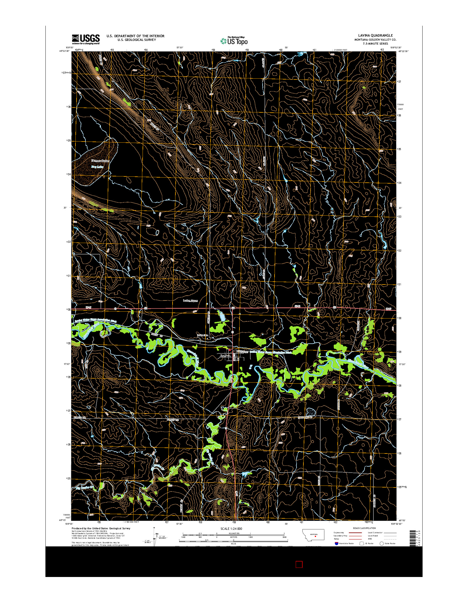 USGS US TOPO 7.5-MINUTE MAP FOR LAVINA, MT 2014