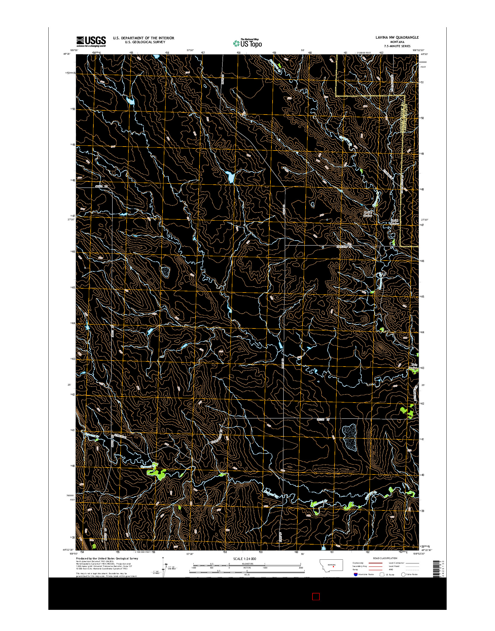 USGS US TOPO 7.5-MINUTE MAP FOR LAVINA NW, MT 2014