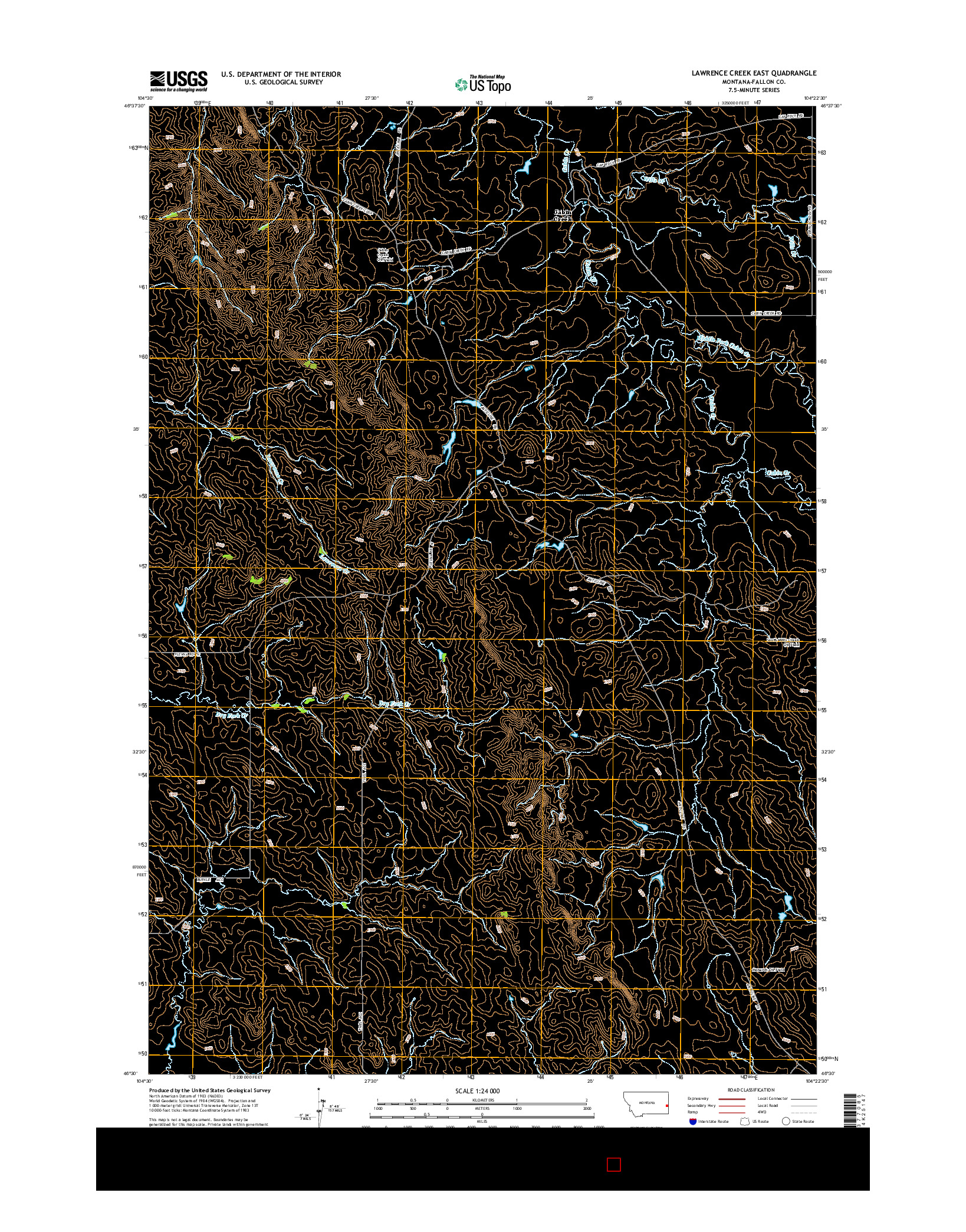 USGS US TOPO 7.5-MINUTE MAP FOR LAWRENCE CREEK EAST, MT 2014