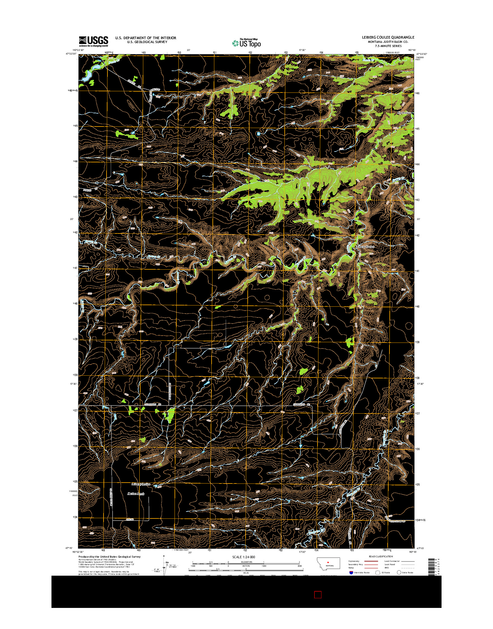 USGS US TOPO 7.5-MINUTE MAP FOR LEIBERG COULEE, MT 2014