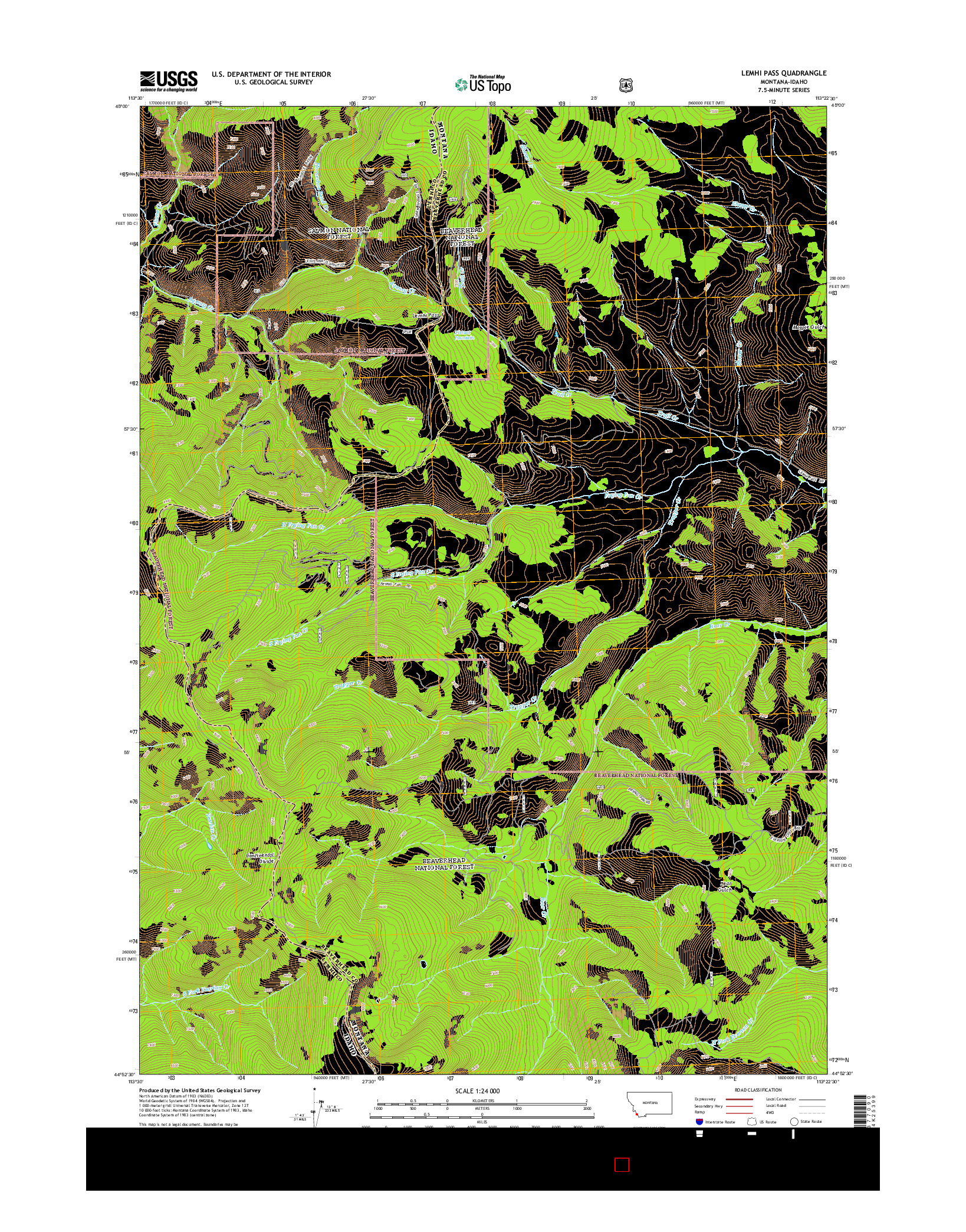 USGS US TOPO 7.5-MINUTE MAP FOR LEMHI PASS, MT-ID 2014
