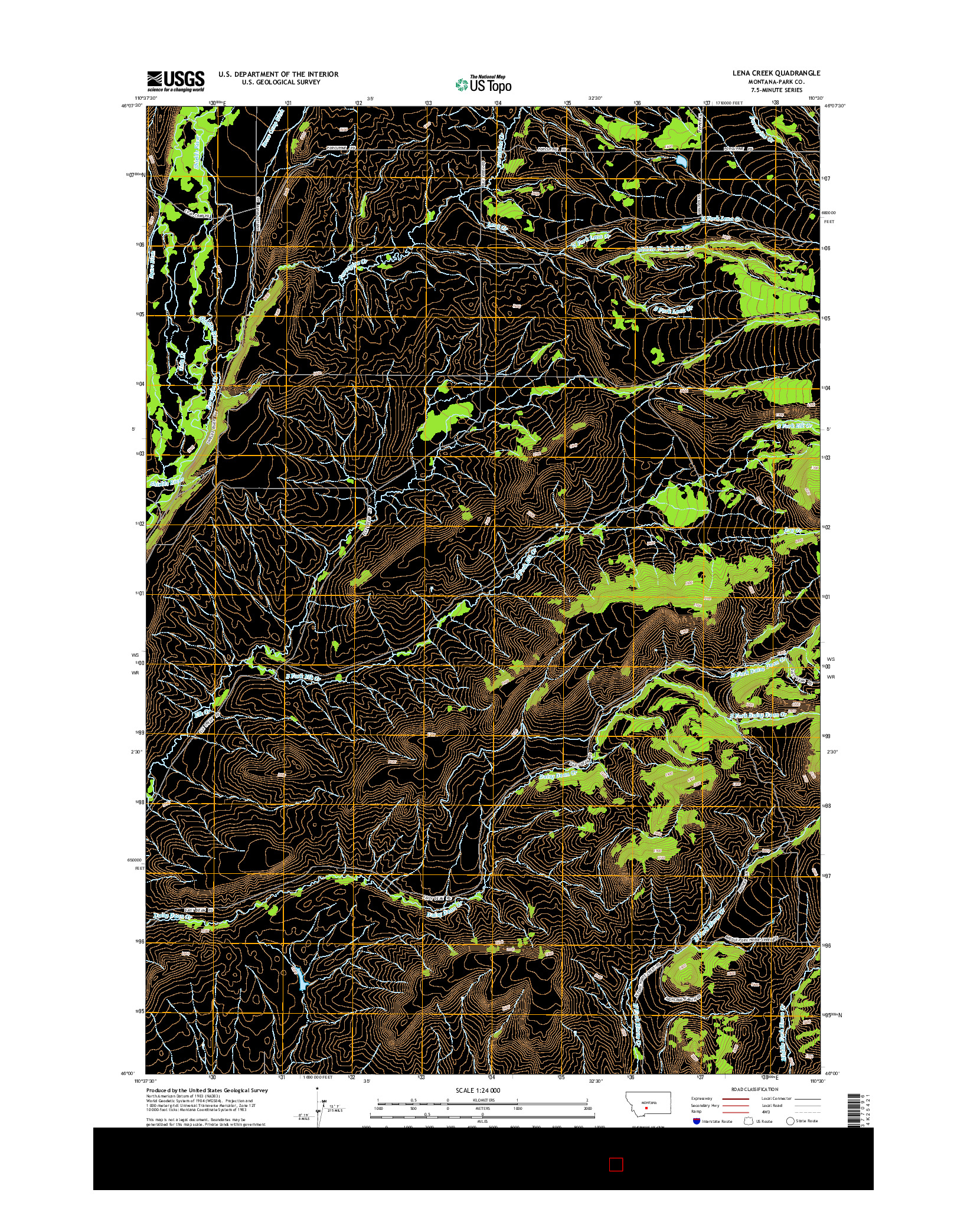 USGS US TOPO 7.5-MINUTE MAP FOR LENA CREEK, MT 2014