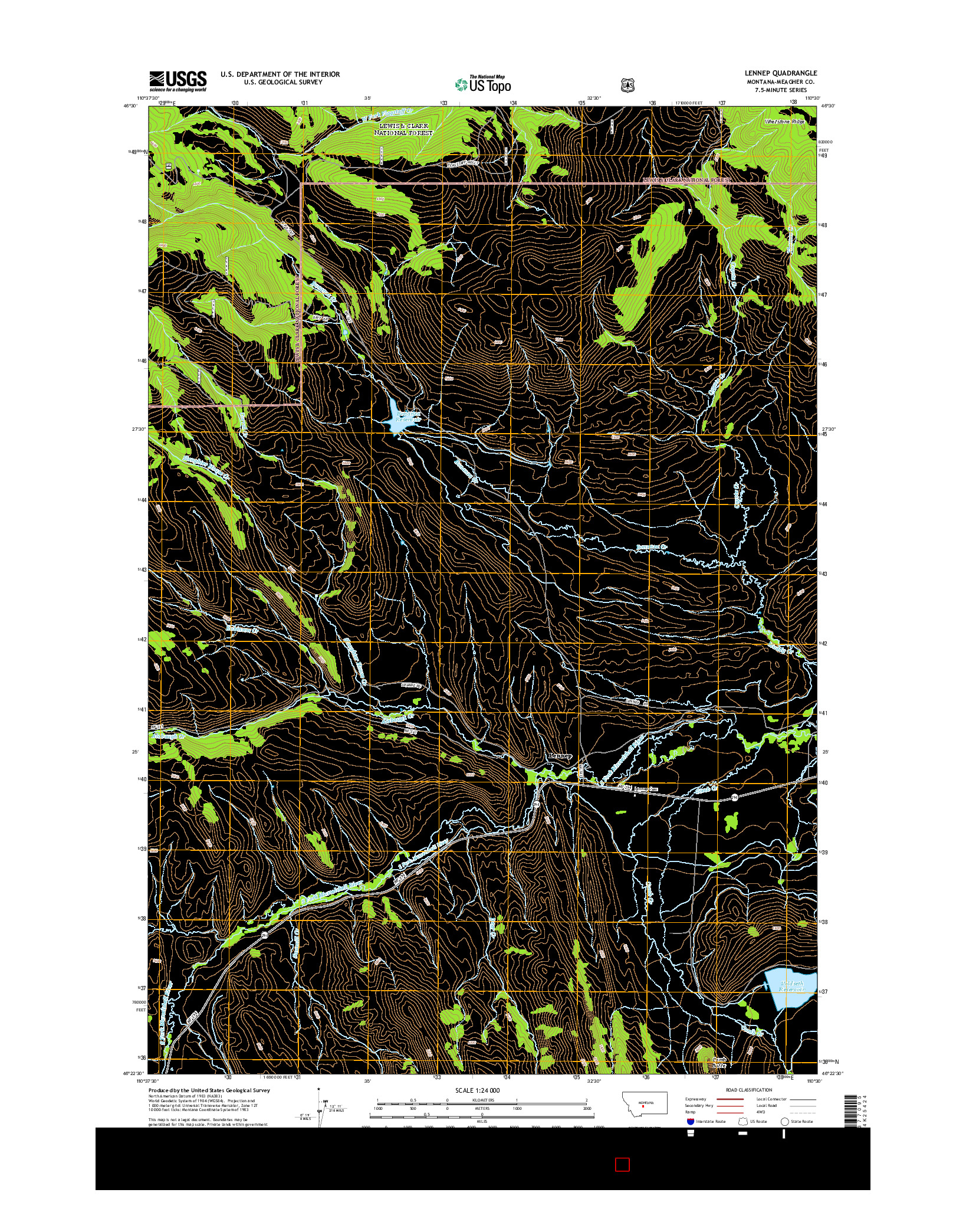 USGS US TOPO 7.5-MINUTE MAP FOR LENNEP, MT 2014