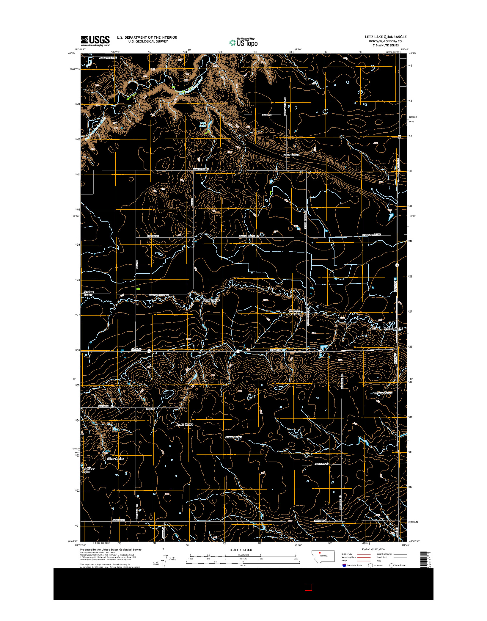 USGS US TOPO 7.5-MINUTE MAP FOR LETZ LAKE, MT 2014
