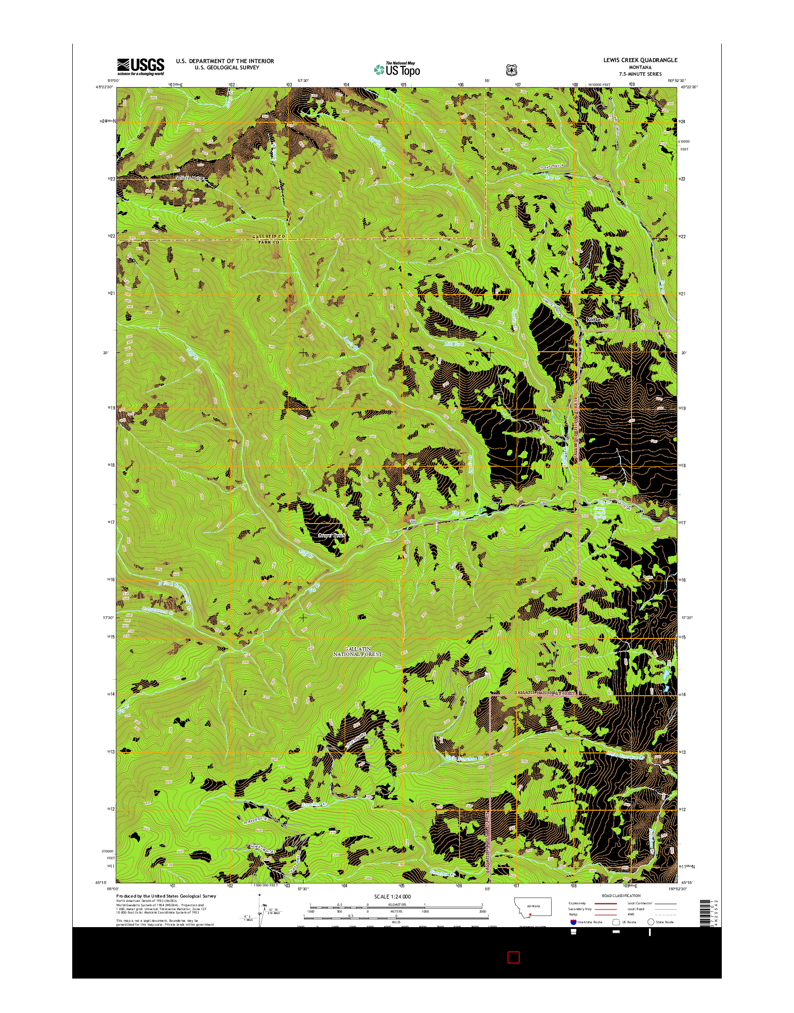 USGS US TOPO 7.5-MINUTE MAP FOR LEWIS CREEK, MT 2014
