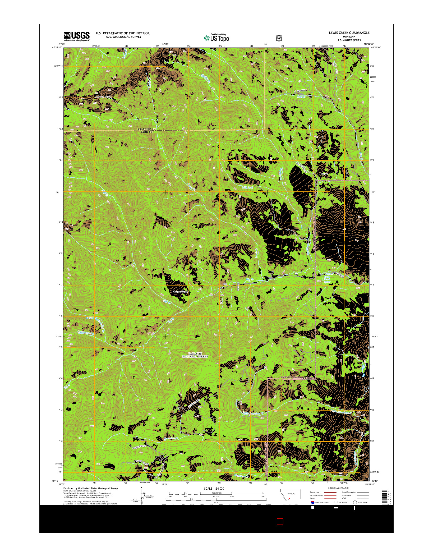 USGS US TOPO 7.5-MINUTE MAP FOR LEWIS CREEK, MT 2014