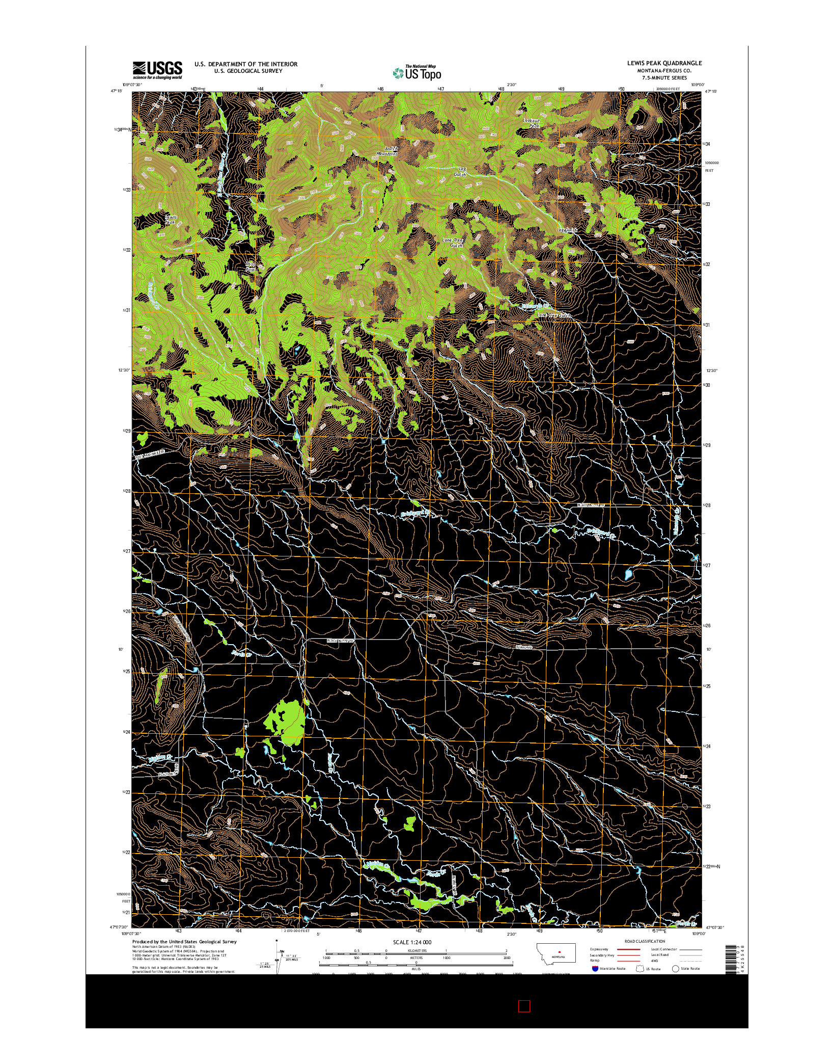 USGS US TOPO 7.5-MINUTE MAP FOR LEWIS PEAK, MT 2014