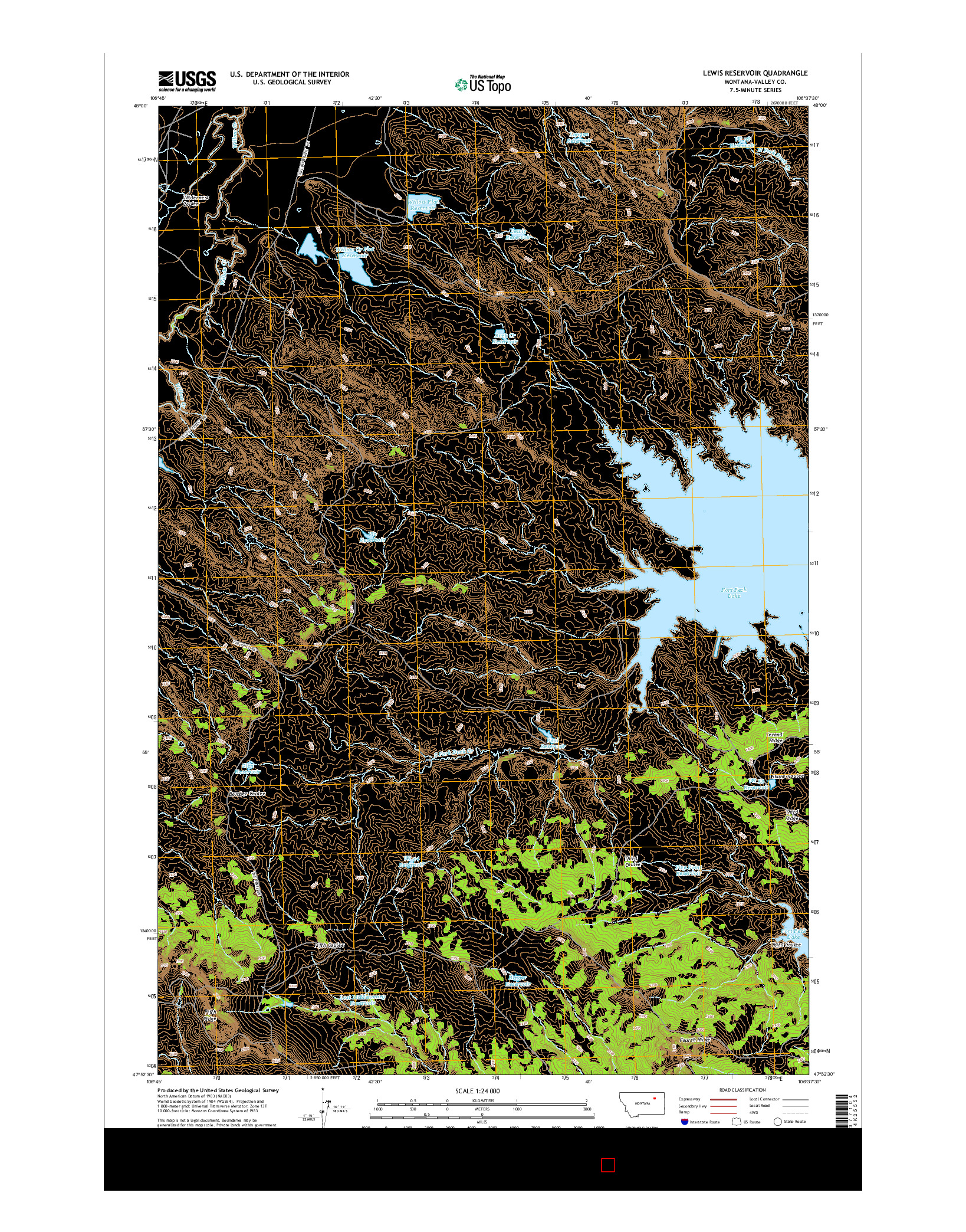 USGS US TOPO 7.5-MINUTE MAP FOR LEWIS RESERVOIR, MT 2014