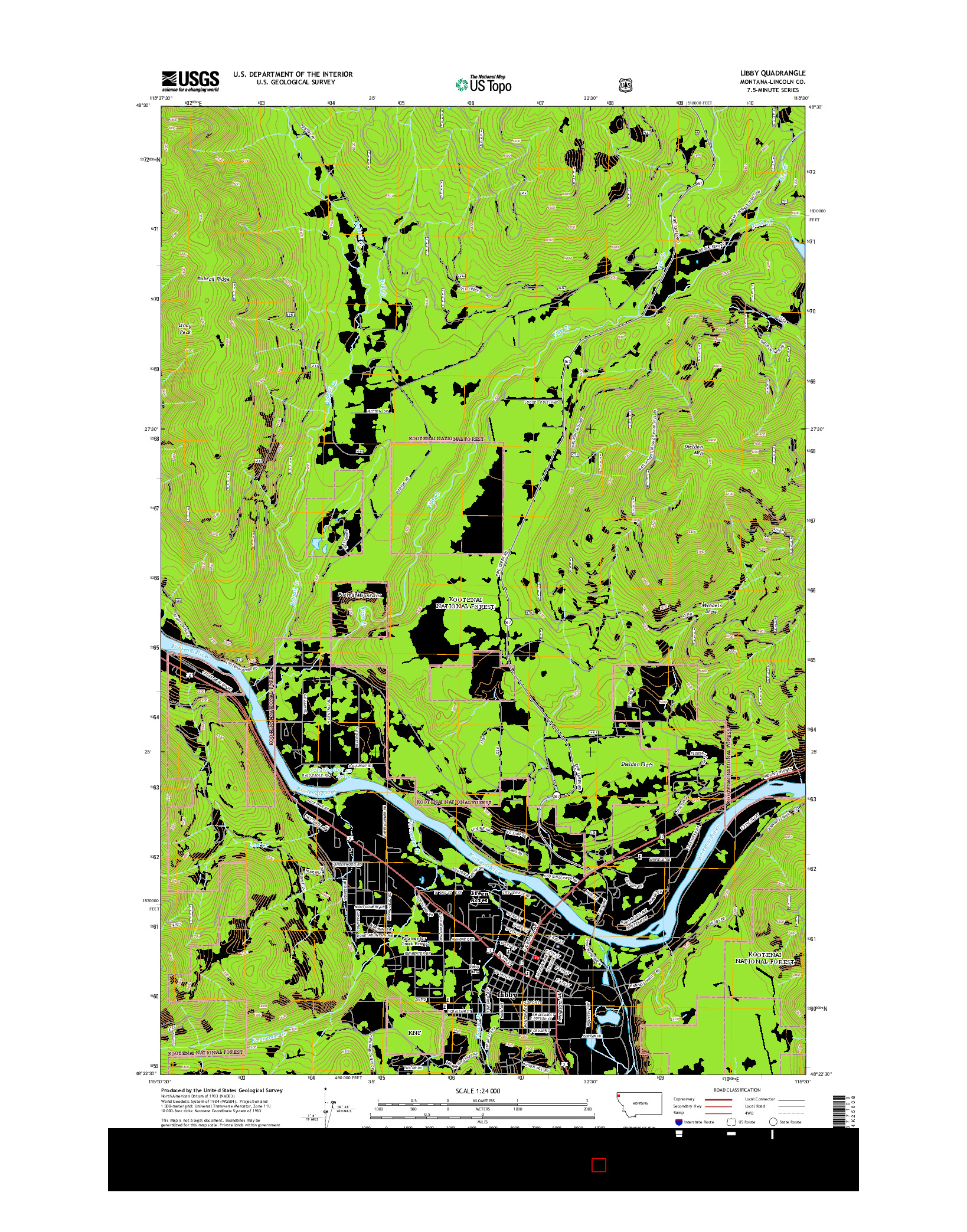 USGS US TOPO 7.5-MINUTE MAP FOR LIBBY, MT 2014