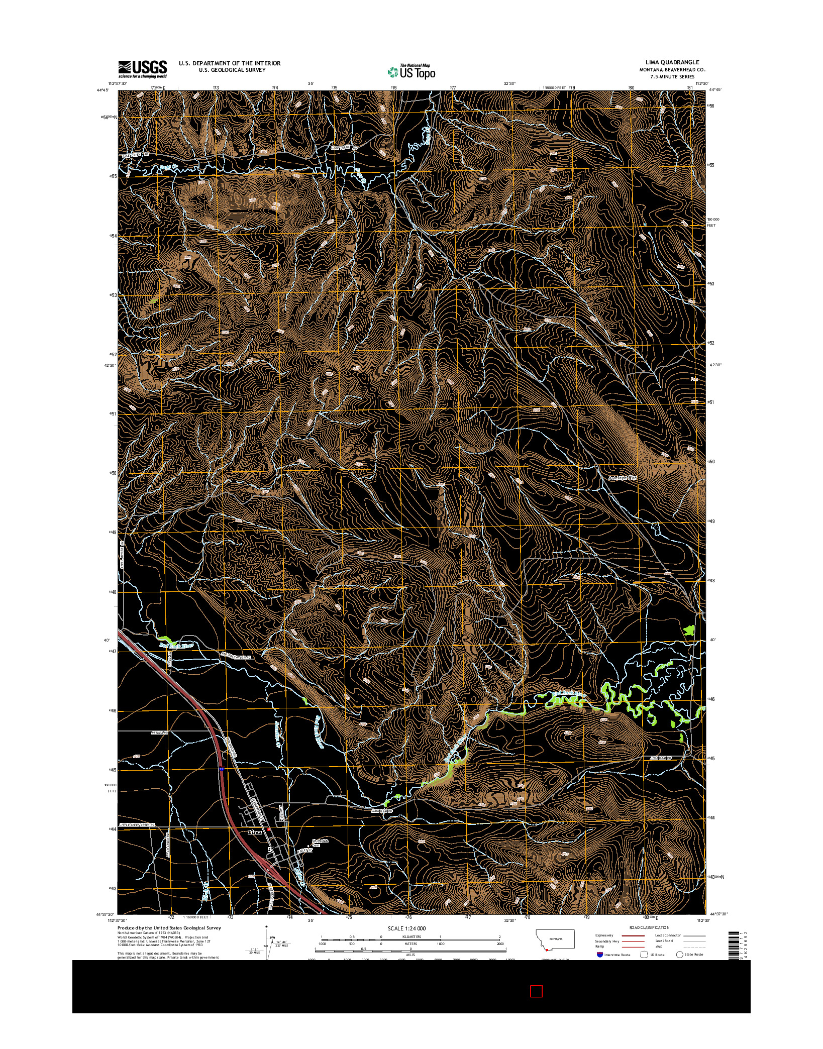 USGS US TOPO 7.5-MINUTE MAP FOR LIMA, MT 2014