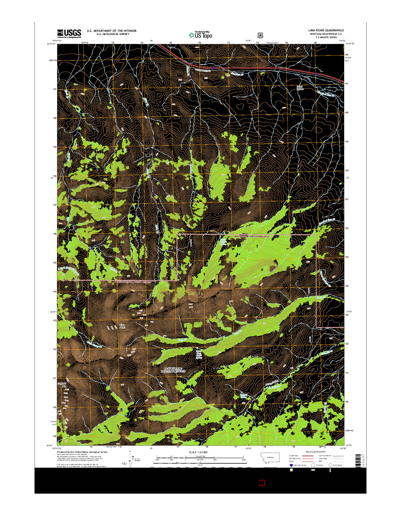 USGS US TOPO 7.5-MINUTE MAP FOR LIMA PEAKS, MT 2014