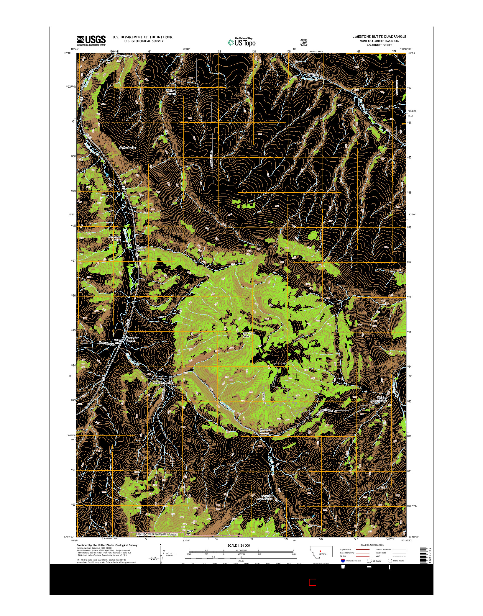 USGS US TOPO 7.5-MINUTE MAP FOR LIMESTONE BUTTE, MT 2014