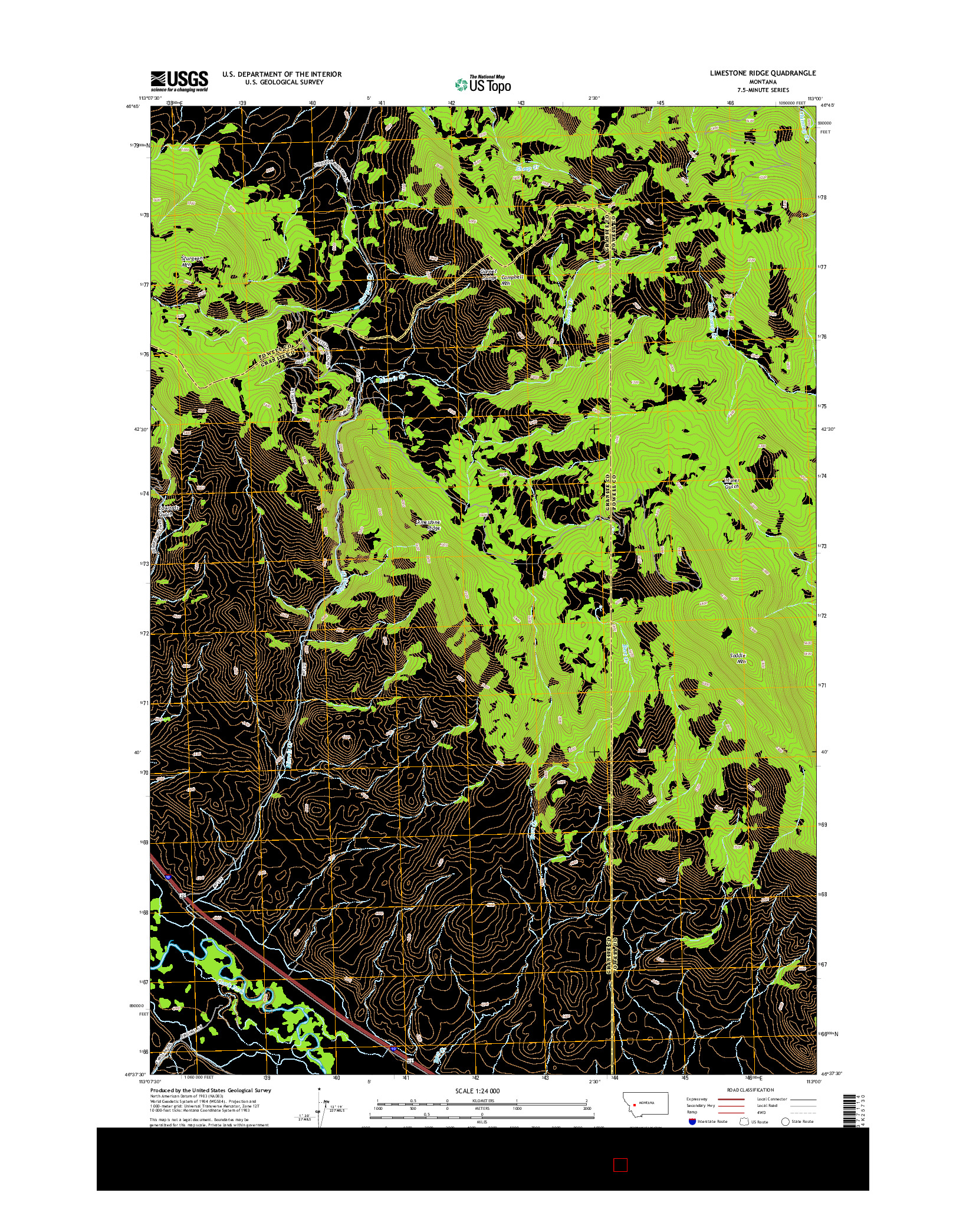 USGS US TOPO 7.5-MINUTE MAP FOR LIMESTONE RIDGE, MT 2014