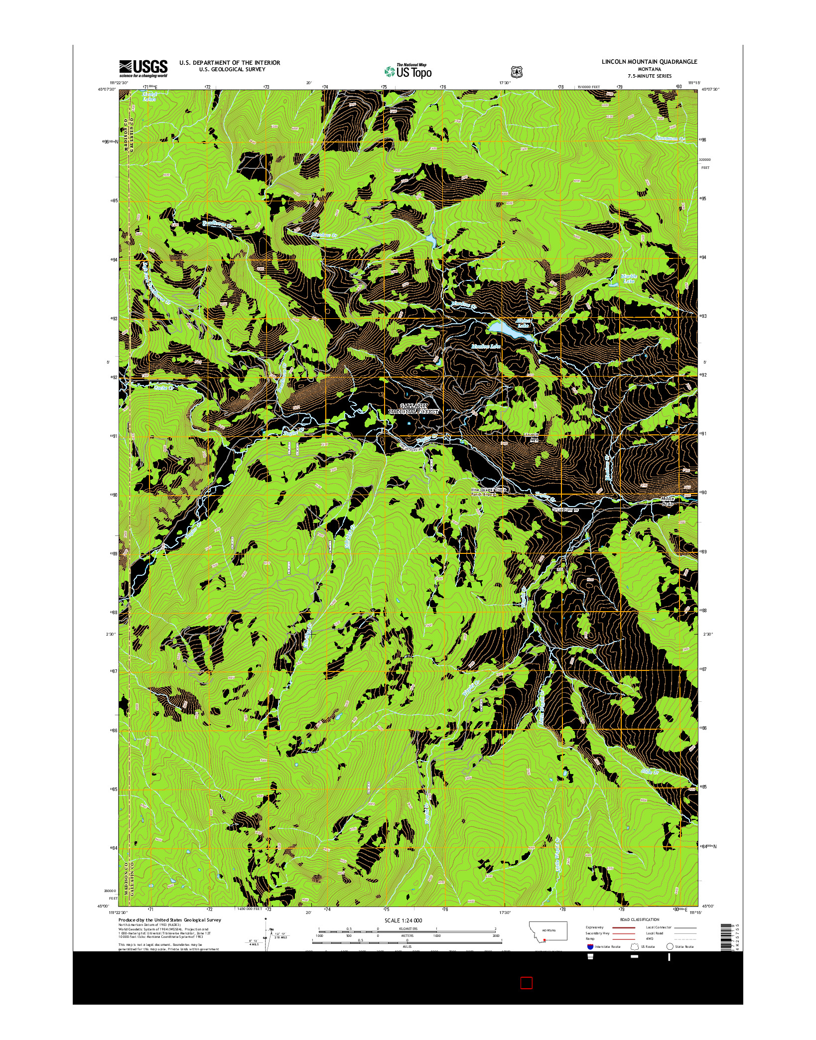 USGS US TOPO 7.5-MINUTE MAP FOR LINCOLN MOUNTAIN, MT 2014