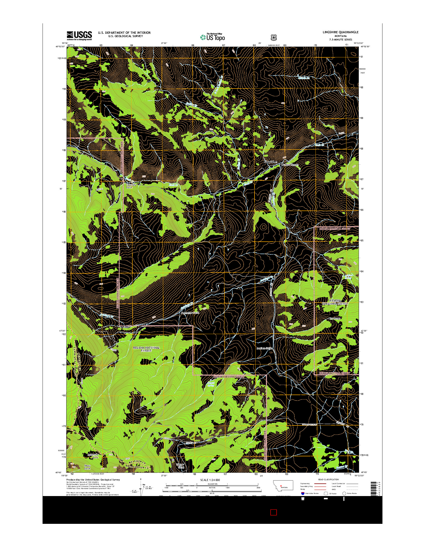 USGS US TOPO 7.5-MINUTE MAP FOR LINGSHIRE, MT 2014