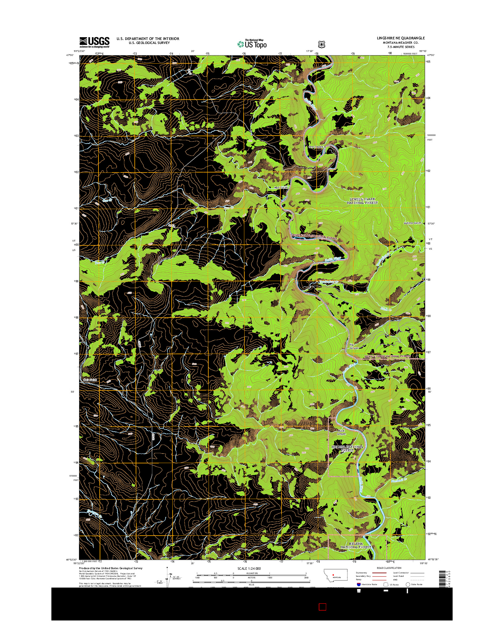 USGS US TOPO 7.5-MINUTE MAP FOR LINGSHIRE NE, MT 2014