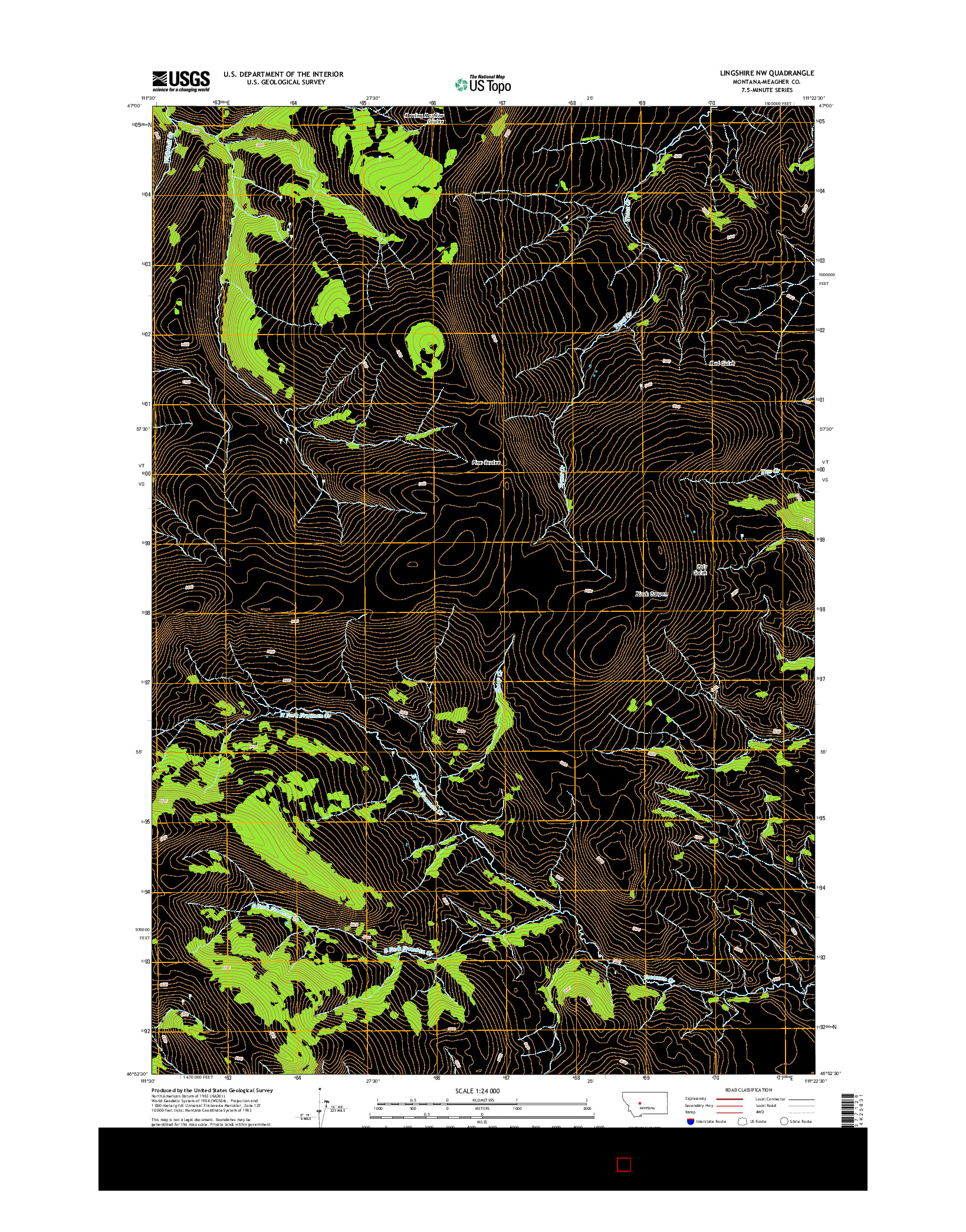 USGS US TOPO 7.5-MINUTE MAP FOR LINGSHIRE NW, MT 2014