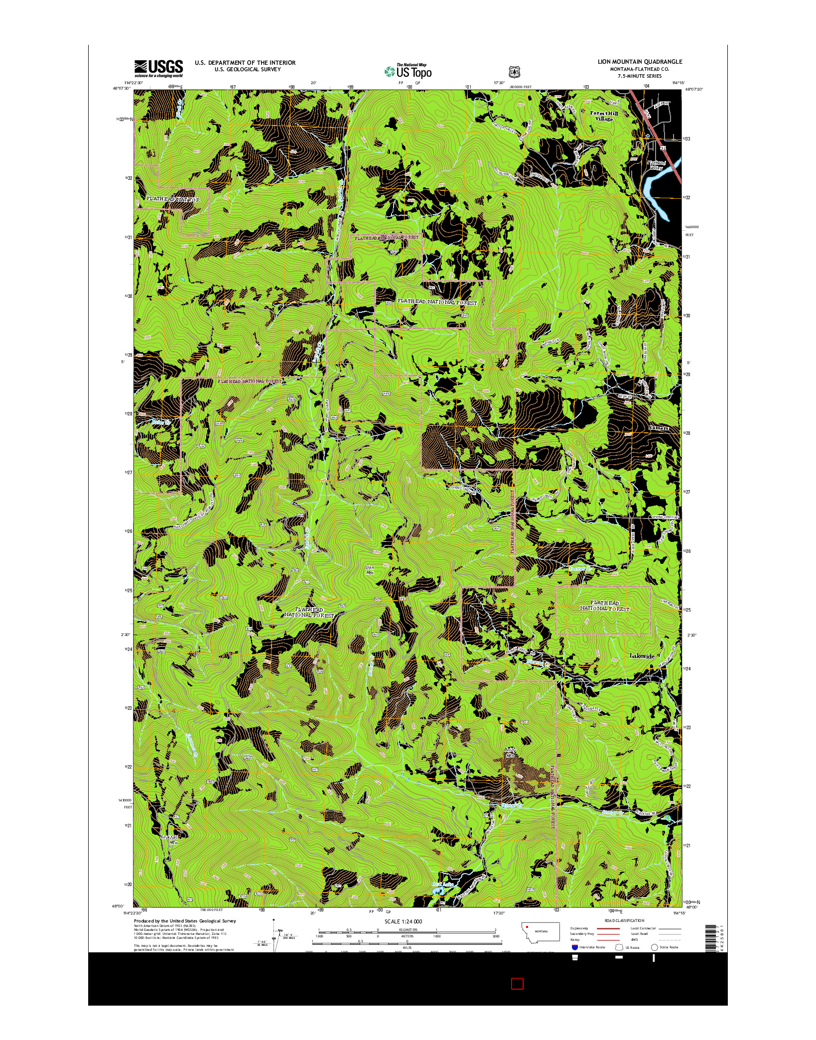 USGS US TOPO 7.5-MINUTE MAP FOR LION MOUNTAIN, MT 2014